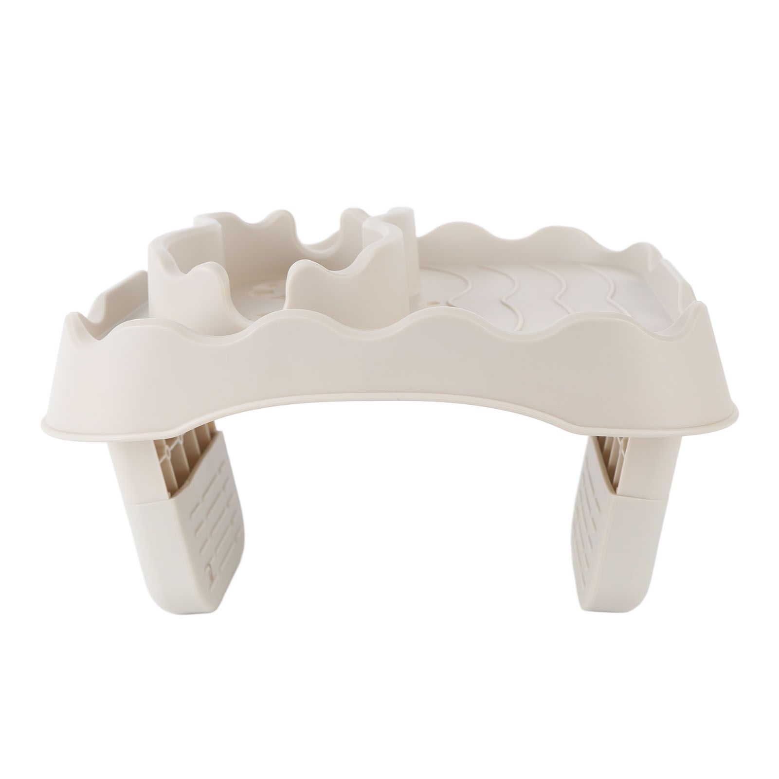 Hot Tub Table Tray with Drain Holes Anti Slip Adjustable Hot Tub Side Table for Swimming Pools SPA Bathtub Beige - Image 2