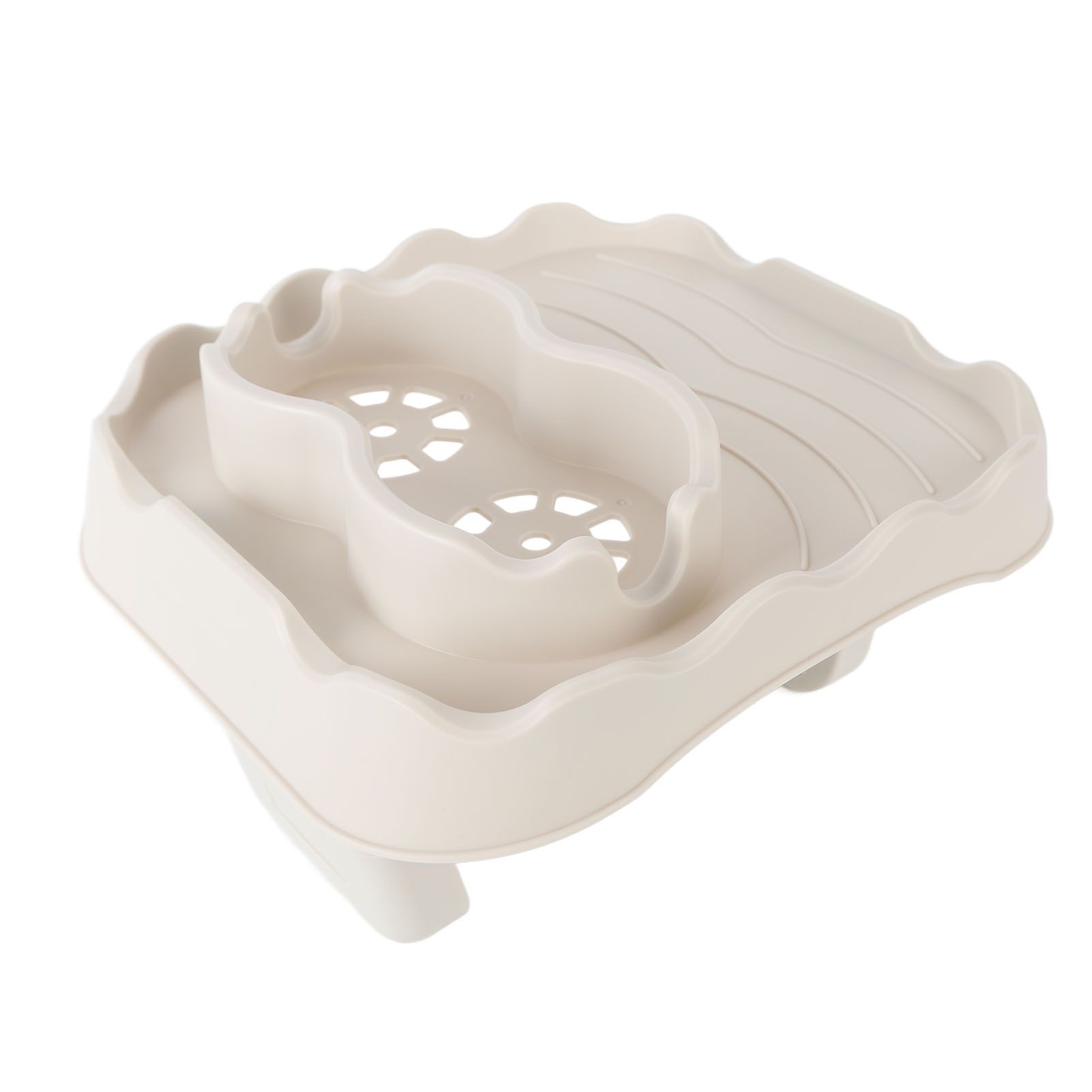 Hot Tub Table Tray with Drain Holes Anti Slip Adjustable Hot Tub Side Table for Swimming Pools SPA Bathtub Beige - Image 3