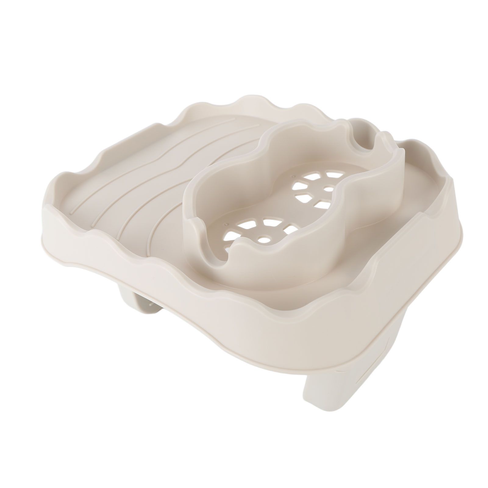 Hot Tub Table Tray with Drain Holes Anti Slip Adjustable Hot Tub Side Table for Swimming Pools SPA Bathtub Beige - Image 5