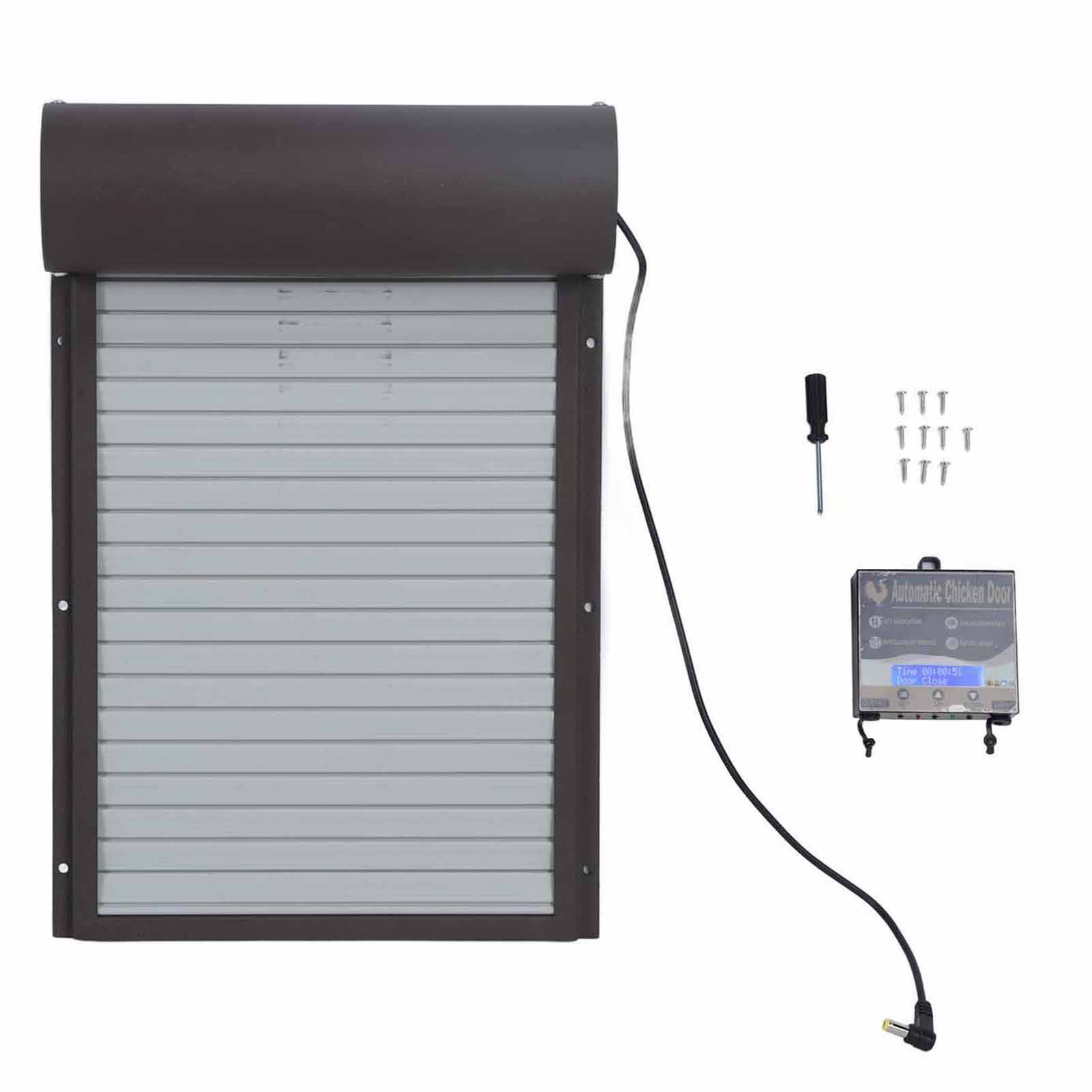 Automatic Chicken Coop Door Metal with Timer Battery Powered for Farm Poultry Habitat Supplies Brown - Image 1