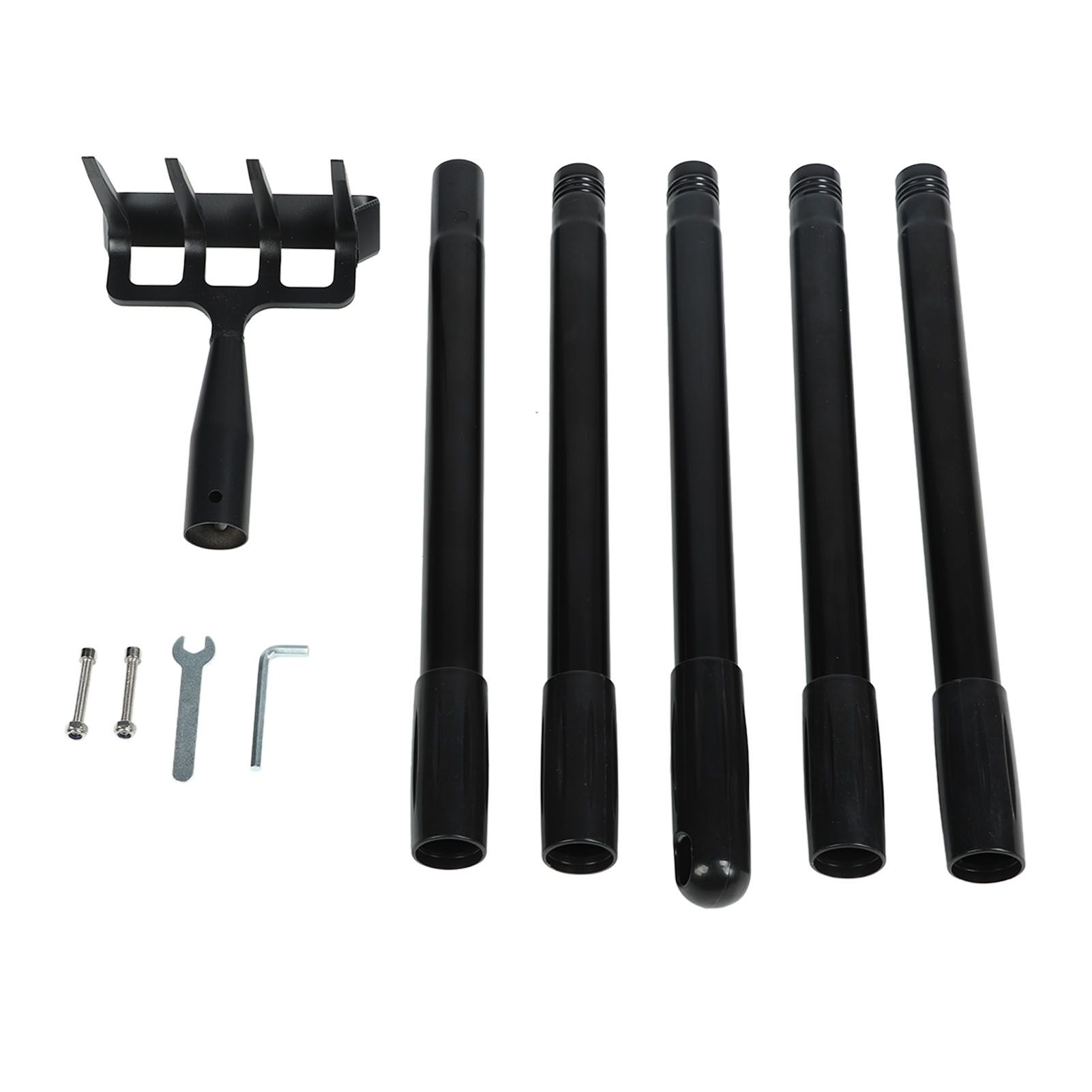 Weeding Rake Adjustable Length Stainless Steel Ergonomic Handle Hand Rake Garden Tool for Cultivating Loosening 5 Sections - Image 1