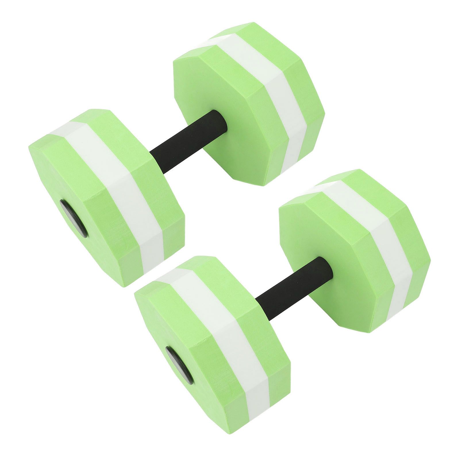 2Pcs High Density EVA Foam Dumbbell Set Aquatic Exercise Dumbbells for Men Women Indoor Swimming Pools Aerobic Fitness Rehabilitation Training Diamond Shaped Green White Green - Image 2