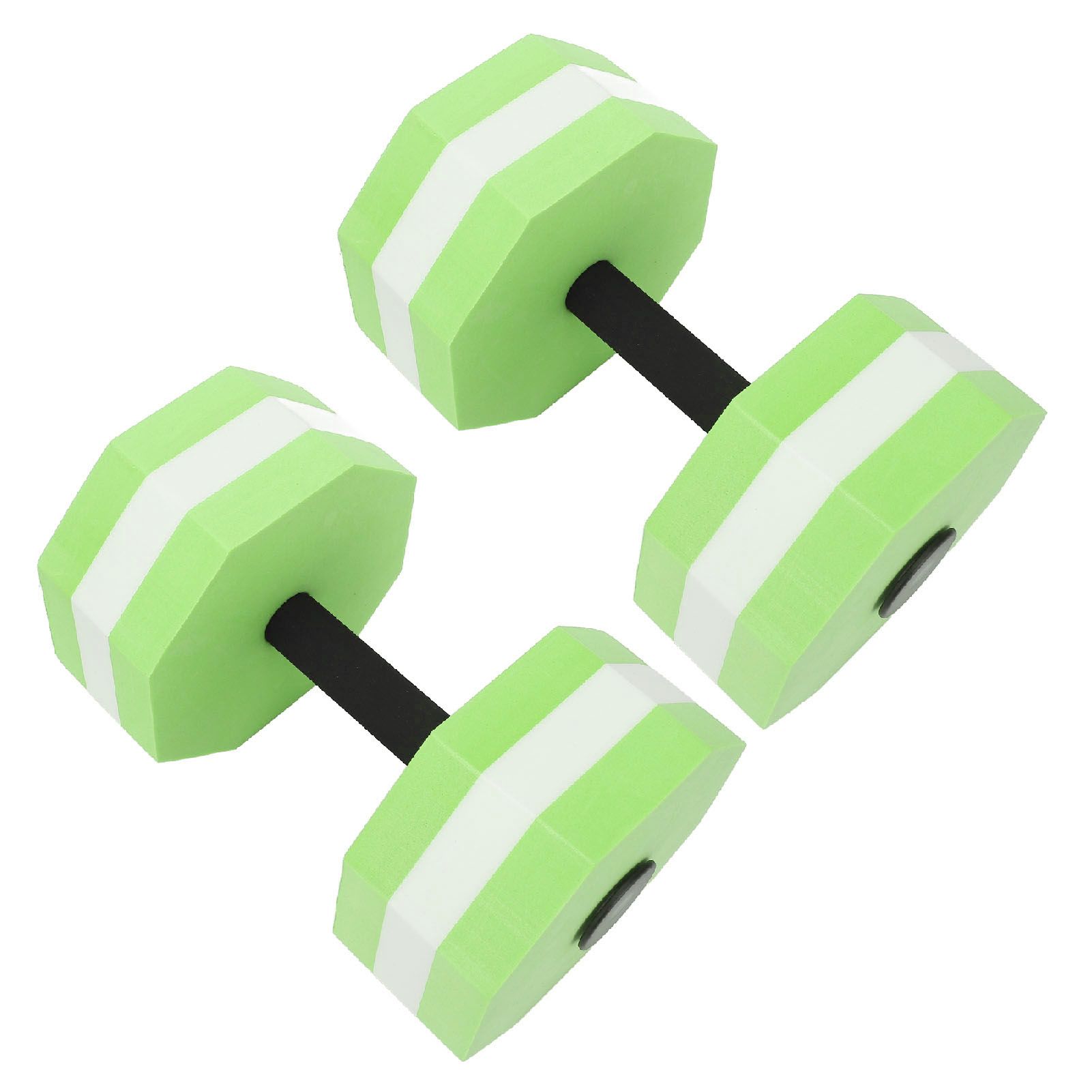 2Pcs High Density EVA Foam Dumbbell Set Aquatic Exercise Dumbbells for Men Women Indoor Swimming Pools Aerobic Fitness Rehabilitation Training Diamond Shaped Green White Green - Image 3