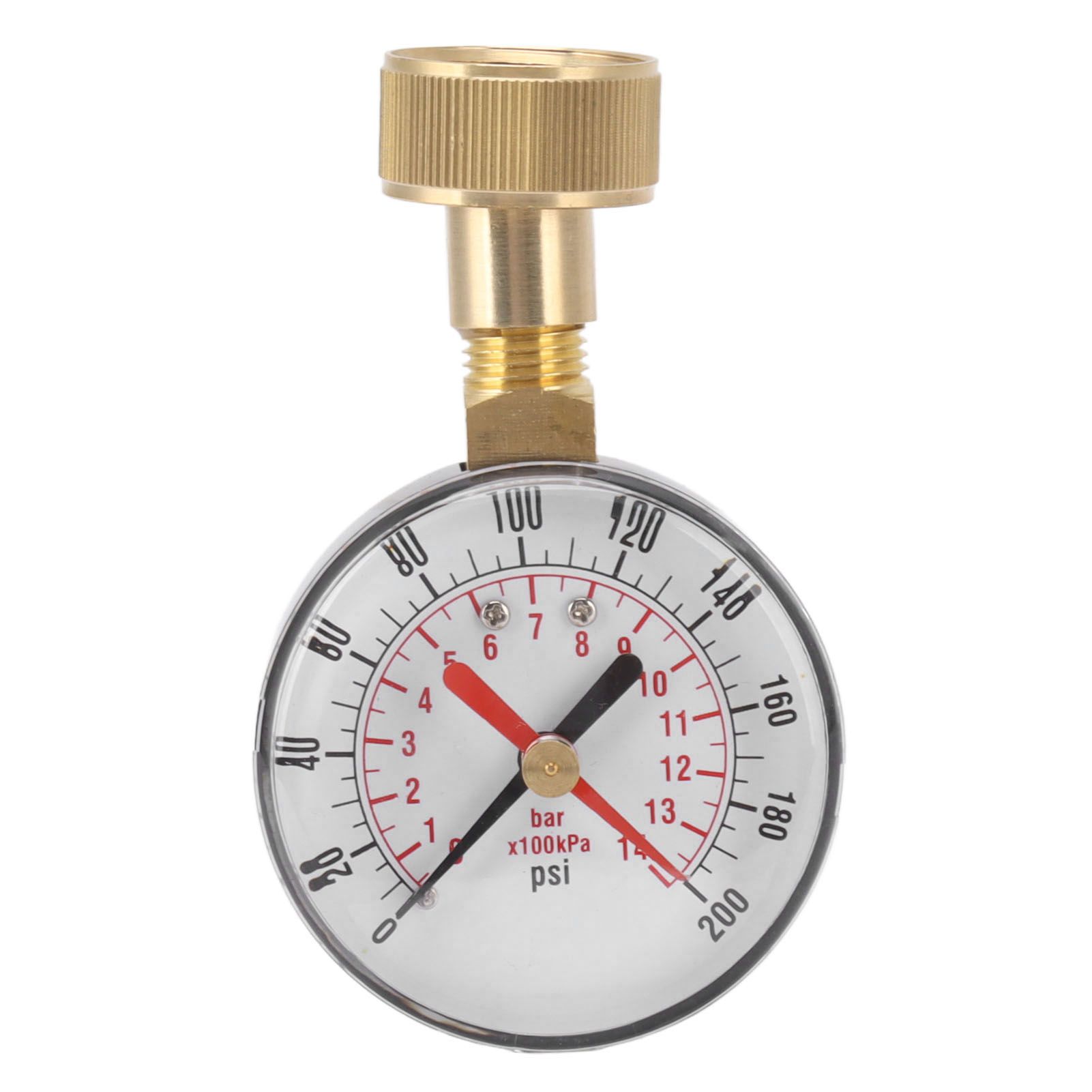 Water Pressure Gauge Aluminum Alloy Iron 0 to 200Psi Universal Water Pressure Test Gauge with 3/4 Female Hose Thread for Replacement - Image 1