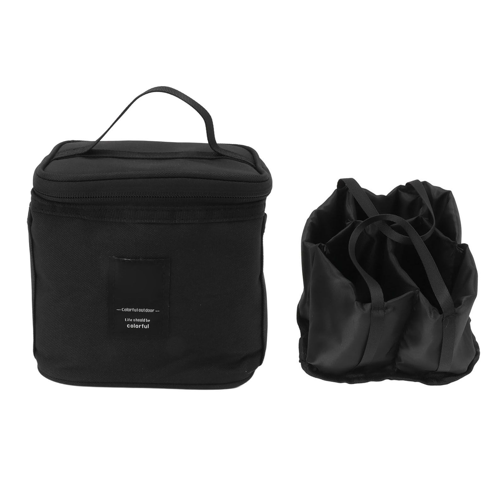 Spice Bottle Carry Bag Removable Inner Divider Oxford Cloth Portable Seasoning Jar Bag for BBQ Picnic Camping Black - Image 1