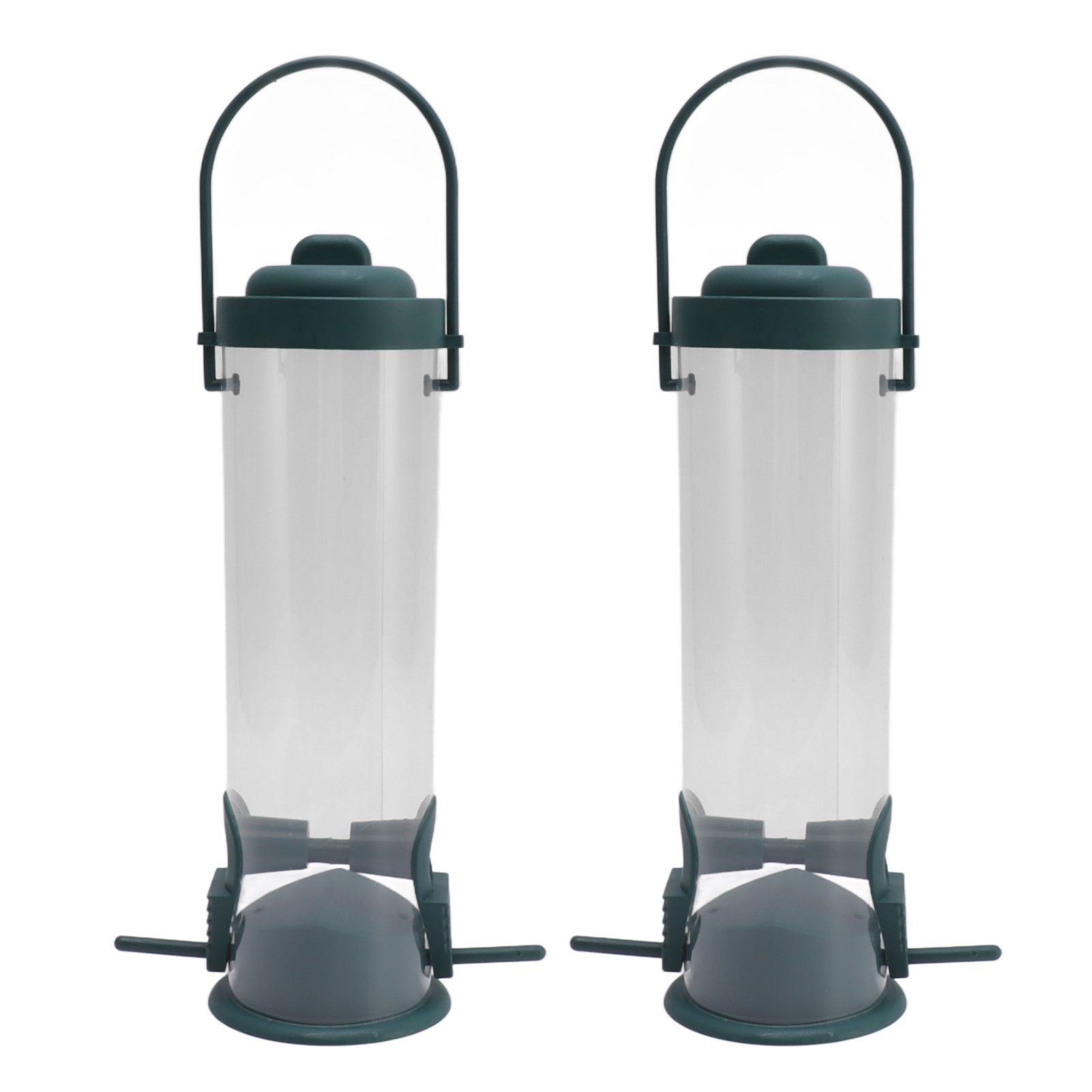 2 Set Bird Tube Feeder Plastic Transparent Hanging Finch Feeder Garden Decoration with 2 Vents 2 Ports - Image 1