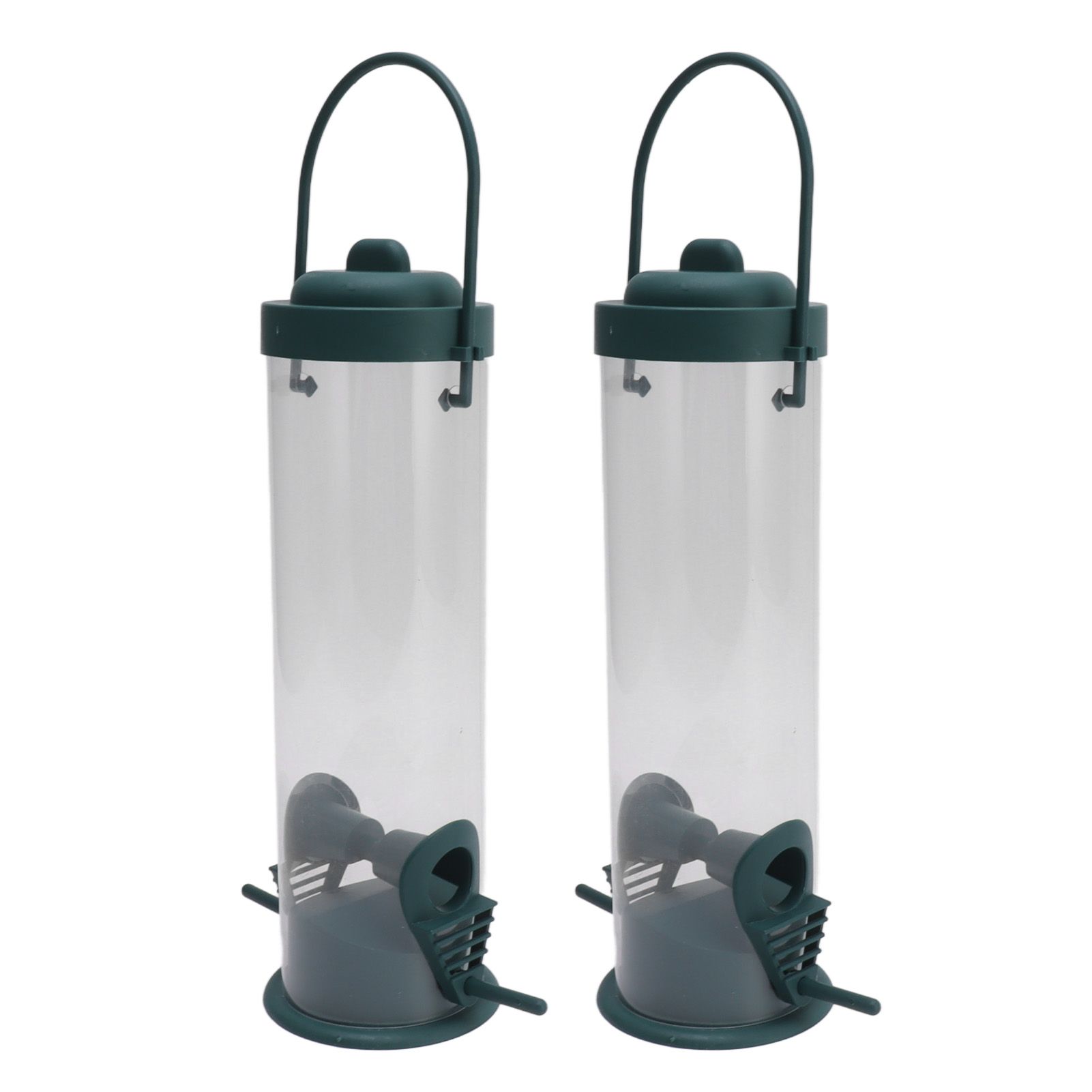 2 Set Bird Tube Feeder Plastic Transparent Hanging Finch Feeder Garden Decoration with 2 Vents 2 Ports - Image 2