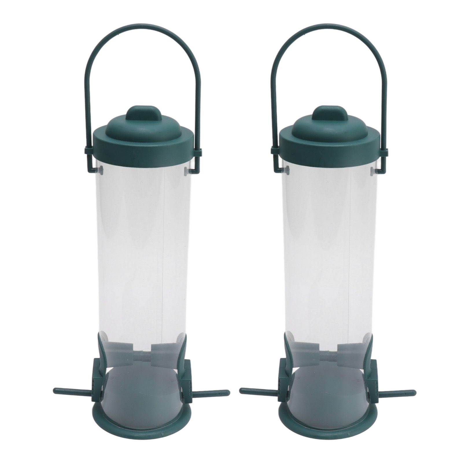 2 Set Bird Tube Feeder Plastic Transparent Hanging Finch Feeder Garden Decoration with 2 Vents 2 Ports - Image 3