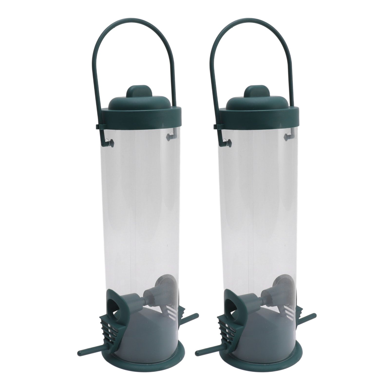 2 Set Bird Tube Feeder Plastic Transparent Hanging Finch Feeder Garden Decoration with 2 Vents 2 Ports - Image 4