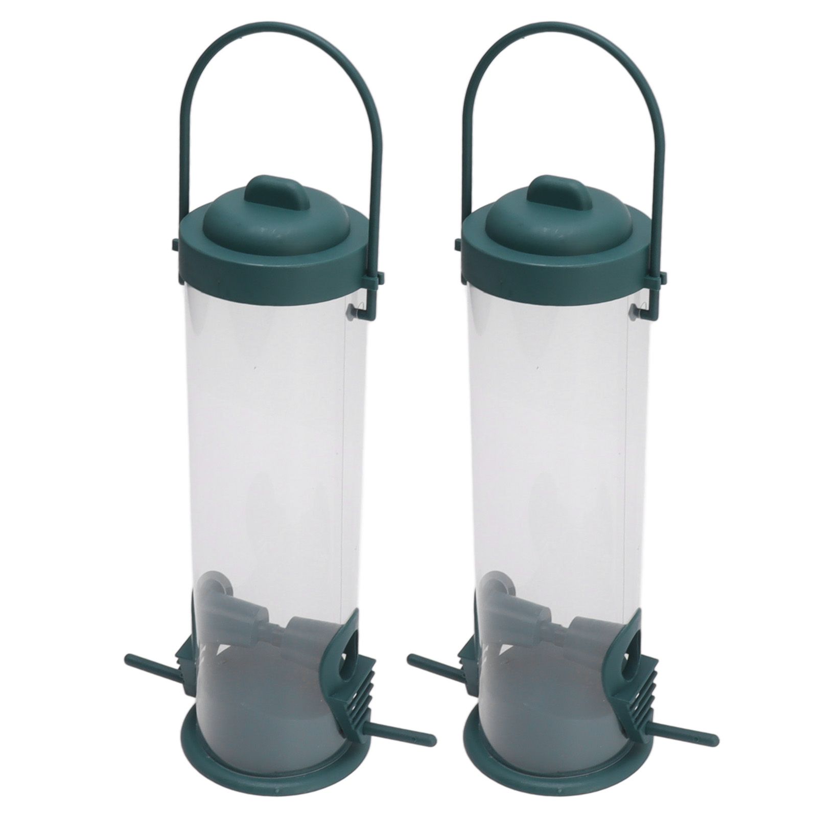2 Set Bird Tube Feeder Plastic Transparent Hanging Finch Feeder Garden Decoration with 2 Vents 2 Ports - Image 5