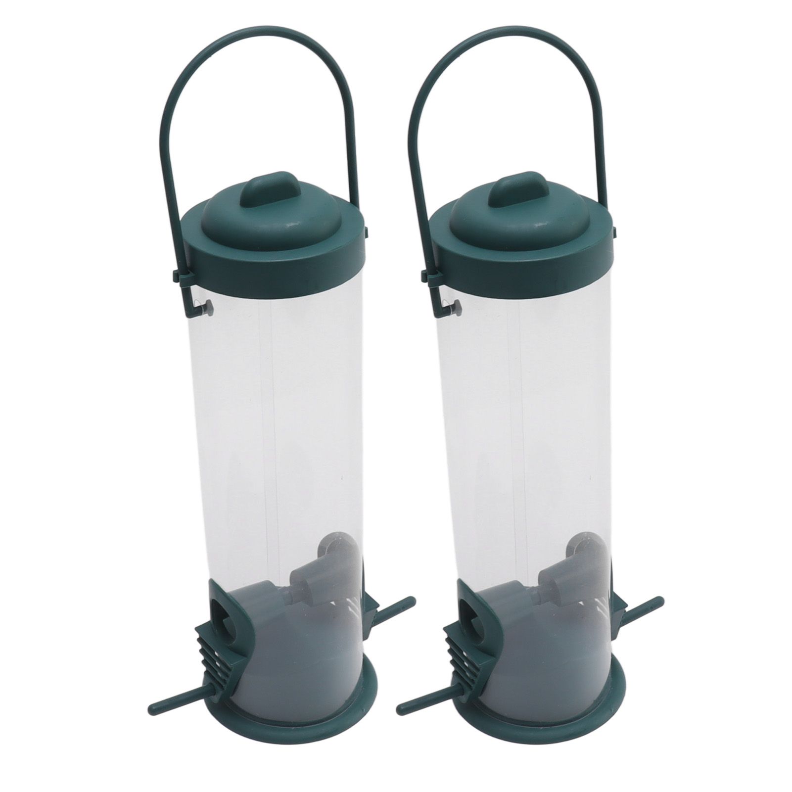 2 Set Bird Tube Feeder Plastic Transparent Hanging Finch Feeder Garden Decoration with 2 Vents 2 Ports - Image 6