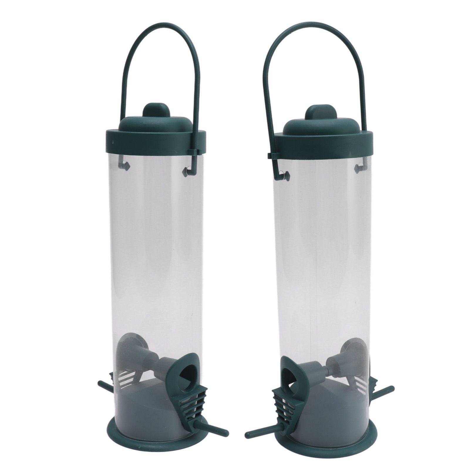 2 Set Bird Tube Feeder Plastic Transparent Hanging Finch Feeder Garden Decoration with 2 Vents 2 Ports - Image 7