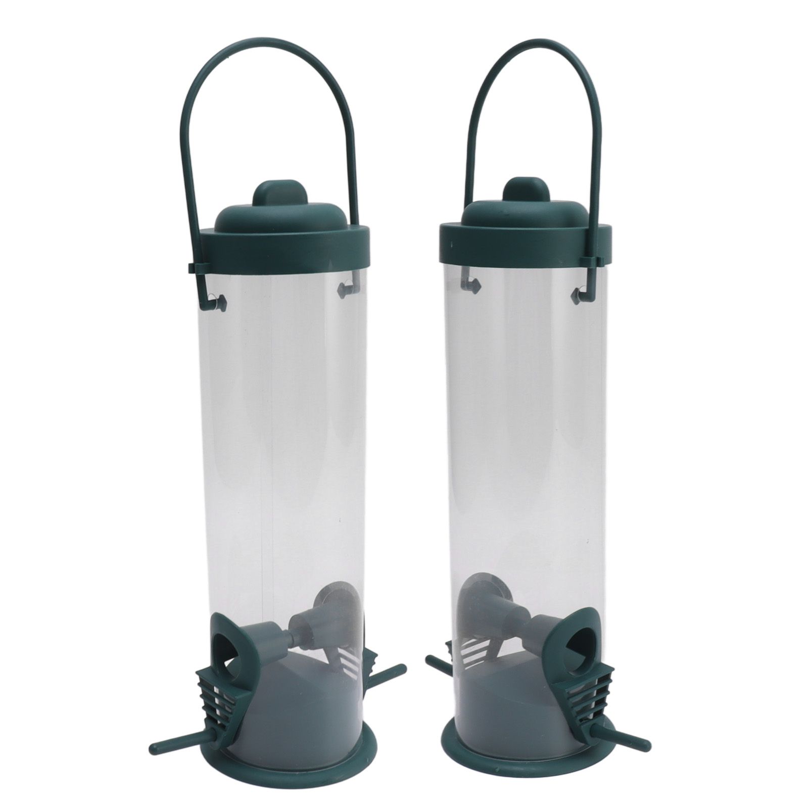 2 Set Bird Tube Feeder Plastic Transparent Hanging Finch Feeder Garden Decoration with 2 Vents 2 Ports - Image 8