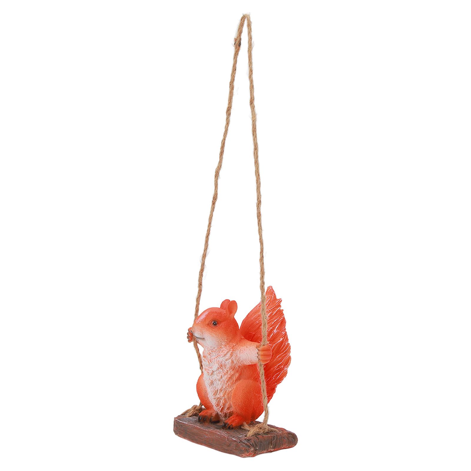 Hanging Squirrel Statues Garden Decor Cute Swing Squirrel Sculpture Outdoor Patio Ornament Animal Resin Figurine Red Brown - Image 2