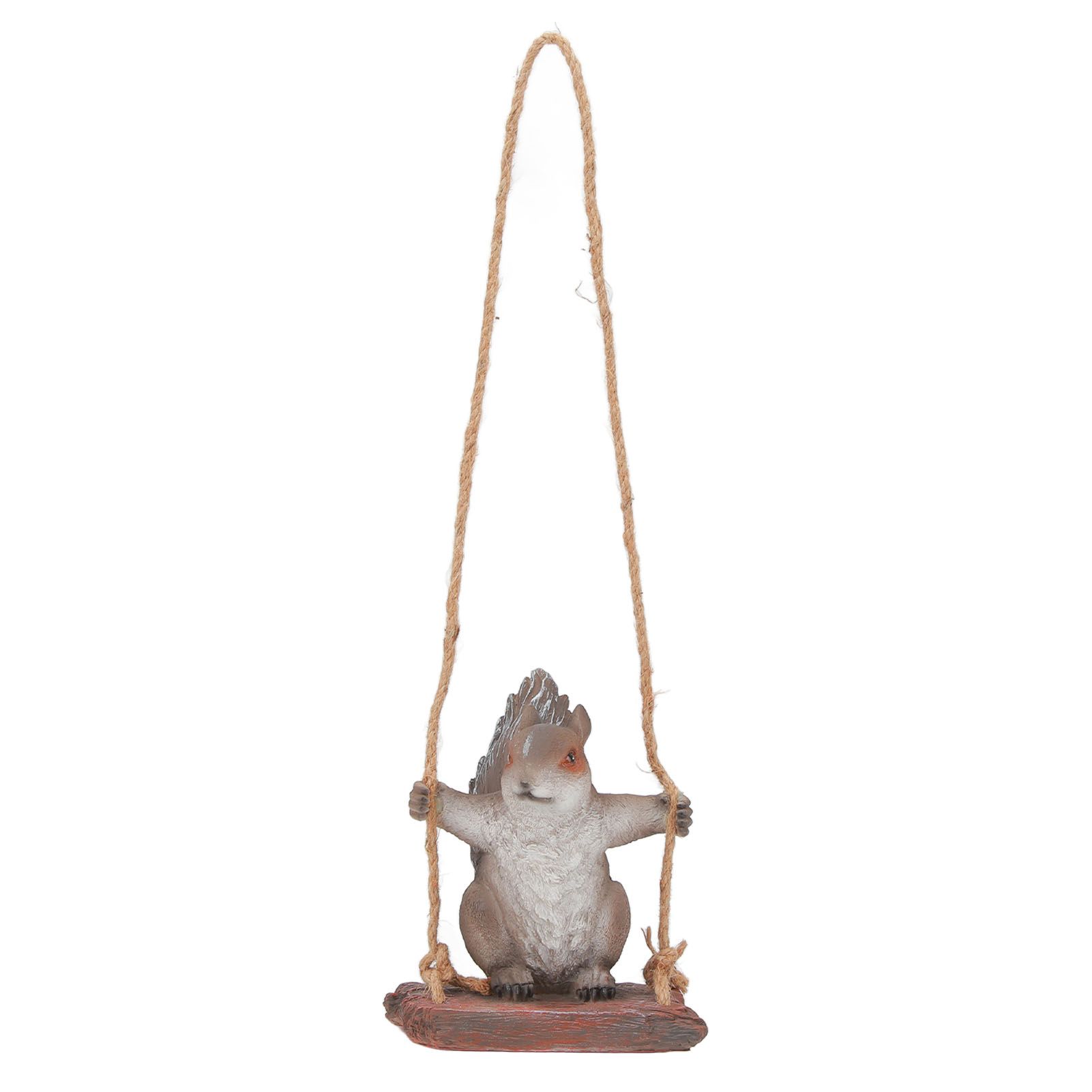 Hanging Squirrel Statues Garden Decor Cute Swing Squirrel Sculpture Outdoor Patio Ornament Animal Resin Figurine Grey Brown - Image 1