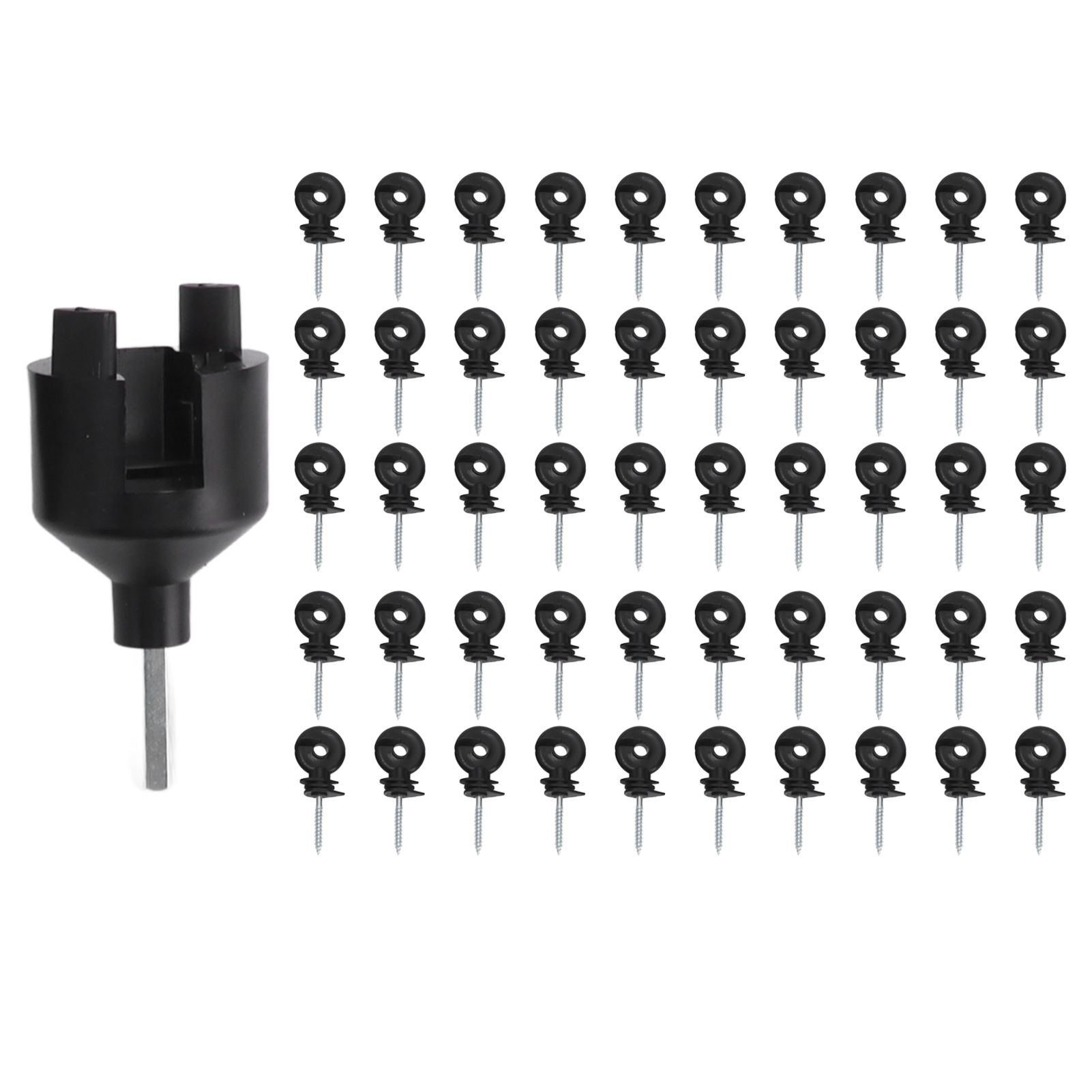 50Pcs Electric Fence Insulator Screw in Insulator Fence Ring Post Wood Post Insulator with Insulator Socket Tool - Image 1
