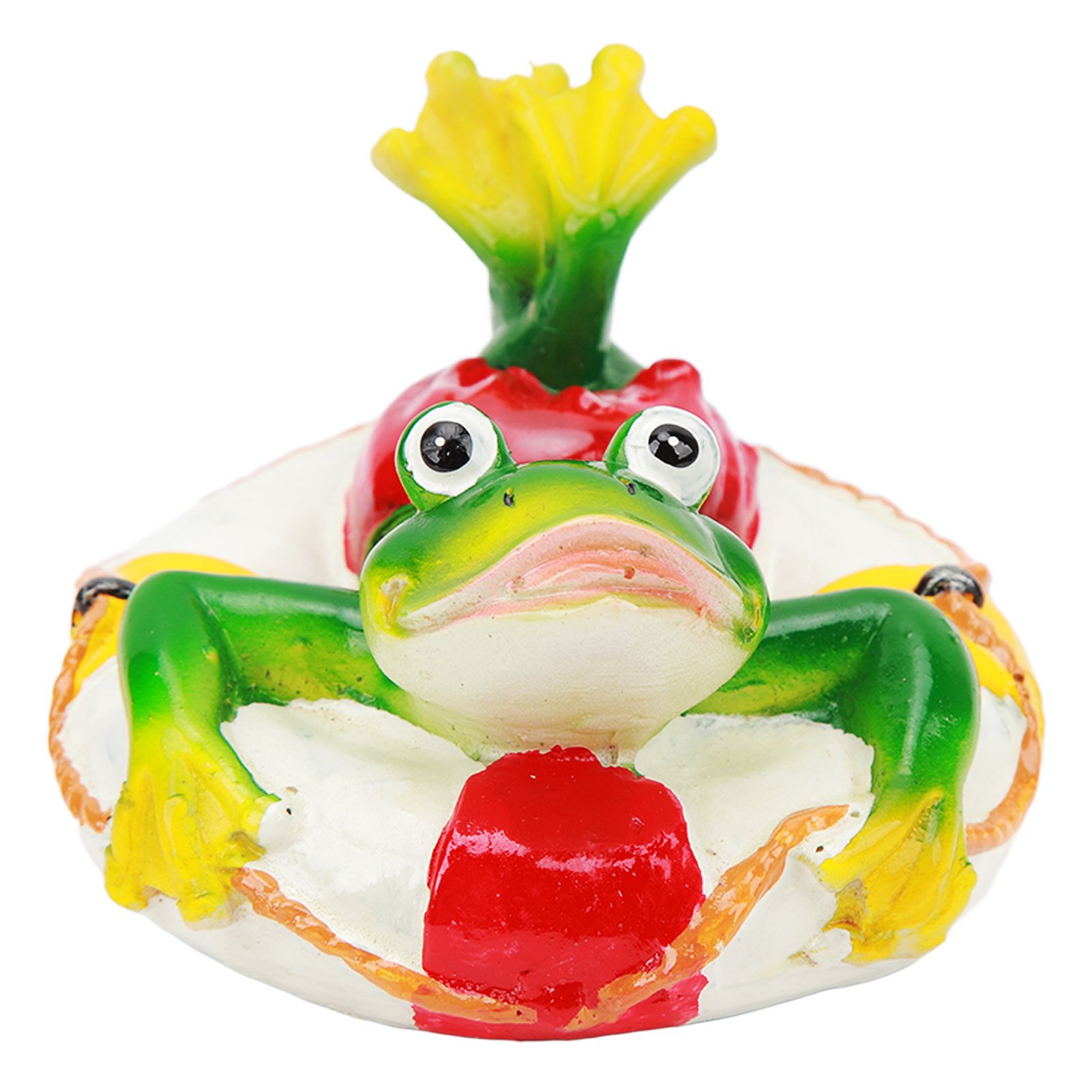 Frog Pond Ornaments Resin Colorfast Easy Float Water Floating Frog Garden Statue for Home Garden Yard Swimming Ring Frog - Image 1