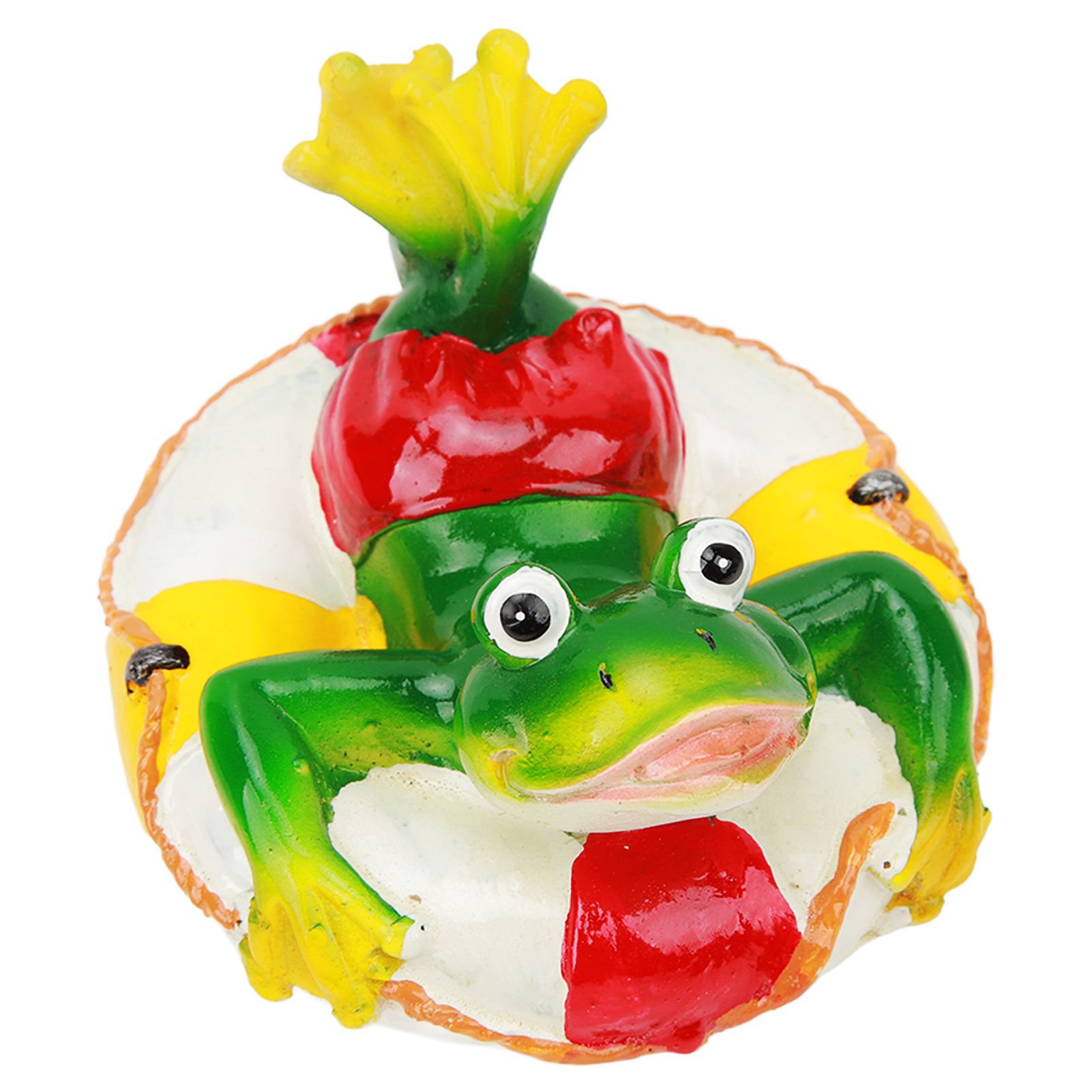 Frog Pond Ornaments Resin Colorfast Easy Float Water Floating Frog Garden Statue for Home Garden Yard Swimming Ring Frog - Image 3