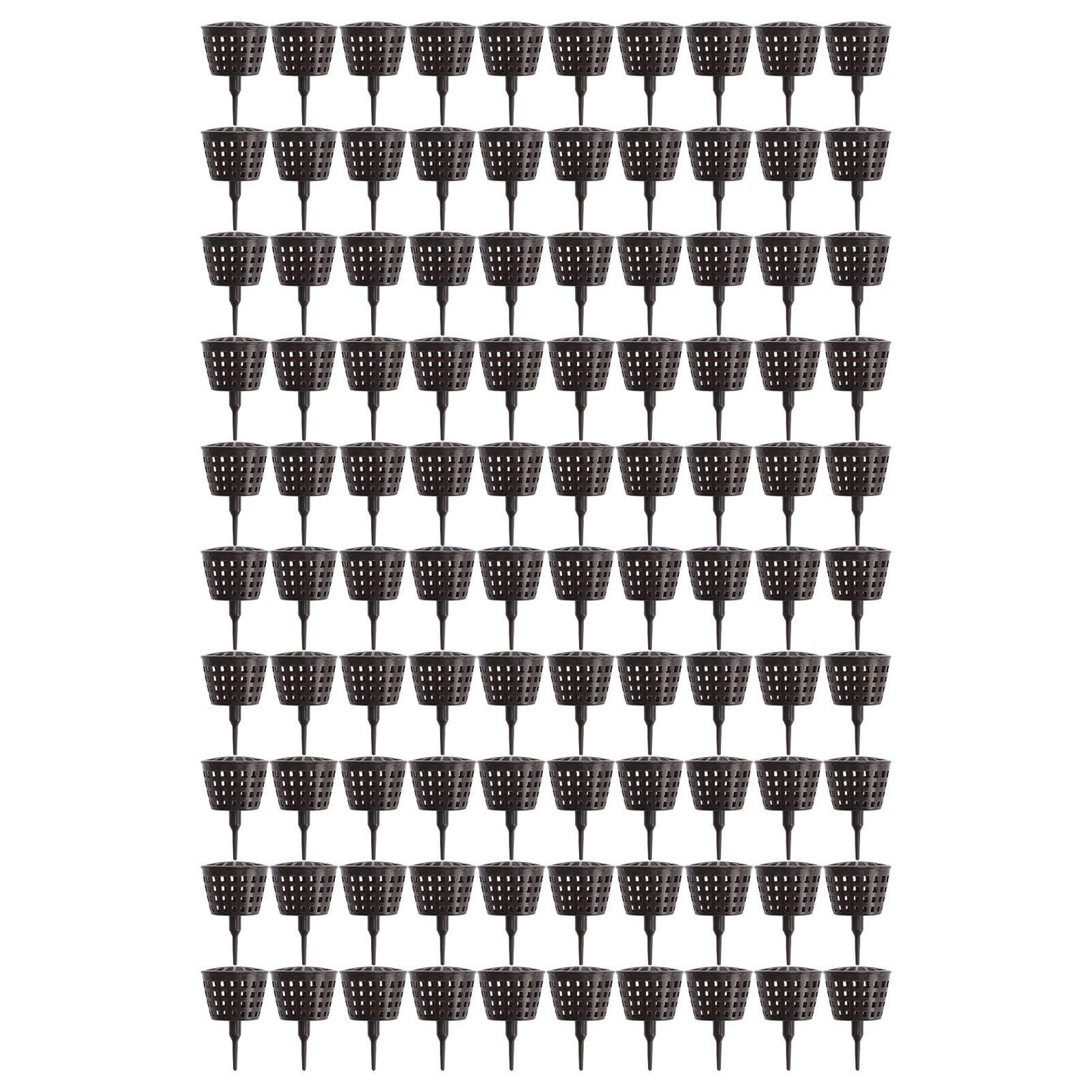 100PCS Plastic Fertilizer Mesh Basket with Lid Planting Fertilizer Net Pot for Succulent Orchid Bonsai Large Size with Lid - Image 1