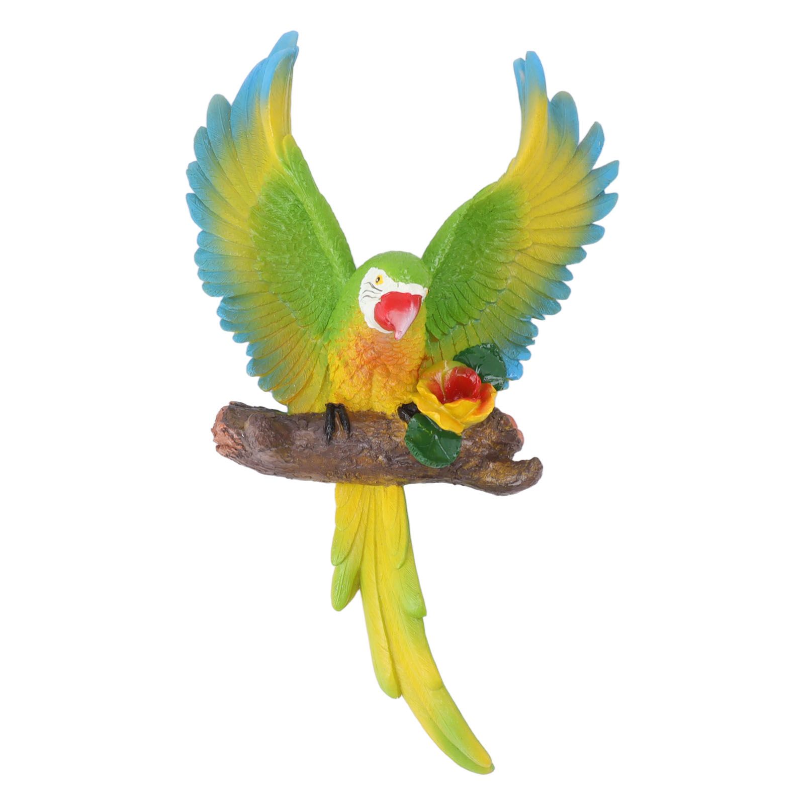 Parrot Wall Decoration Resin Vivid Flapping Hanging Parrot Statue Bird Ornament for Garden Patio Lawn Yard Green - Image 1
