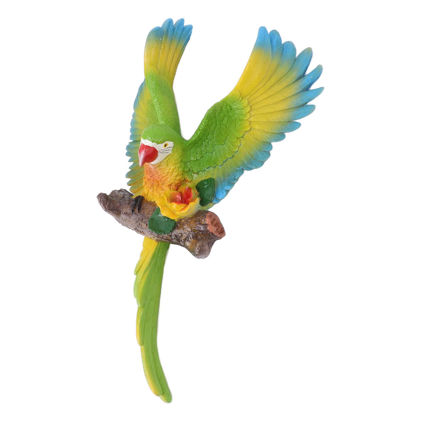 Parrot Wall Decoration Resin Vivid Flapping Hanging Parrot Statue Bird Ornament for Garden Patio Lawn Yard Green - Image 2