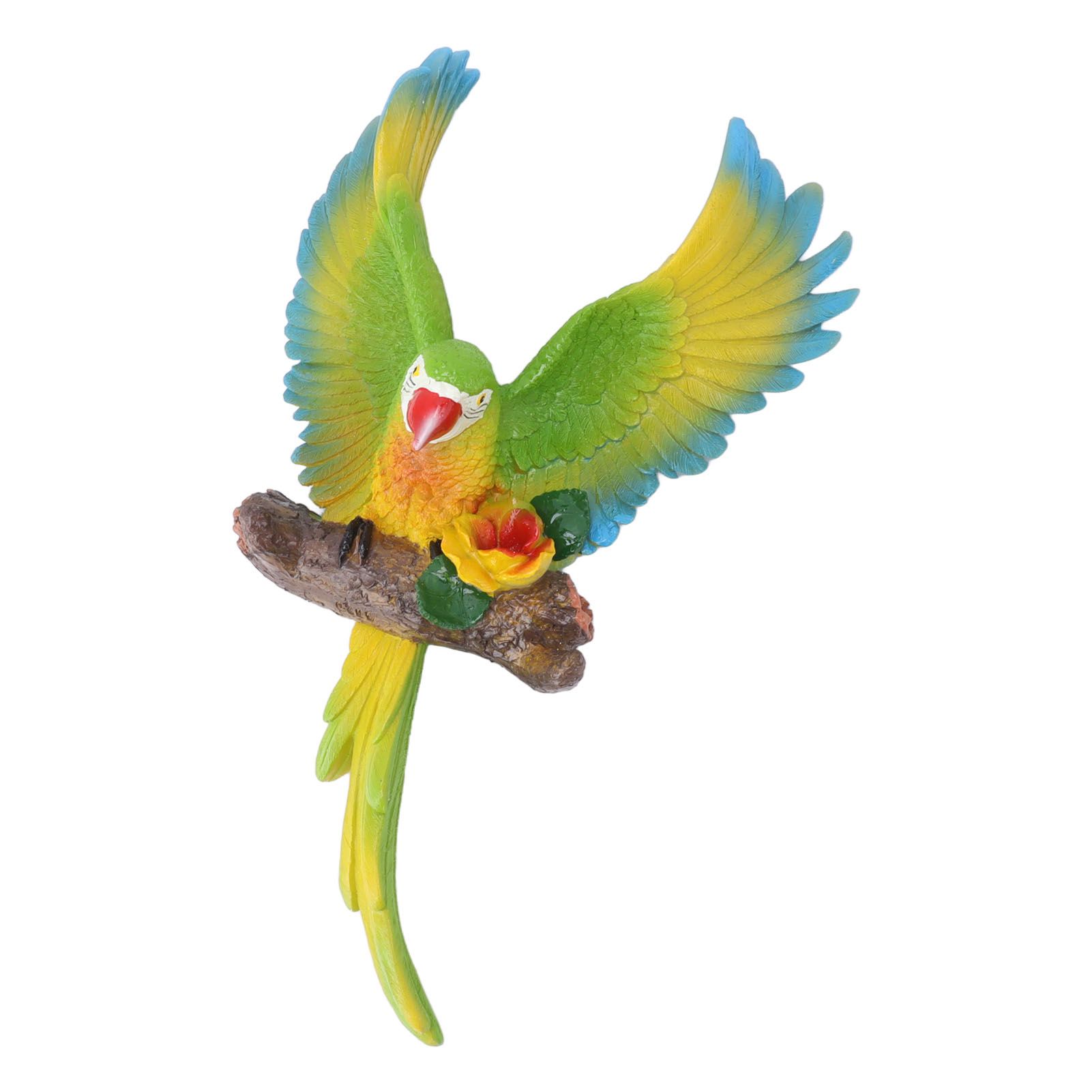 Parrot Wall Decoration Resin Vivid Flapping Hanging Parrot Statue Bird Ornament for Garden Patio Lawn Yard Green - Image 3