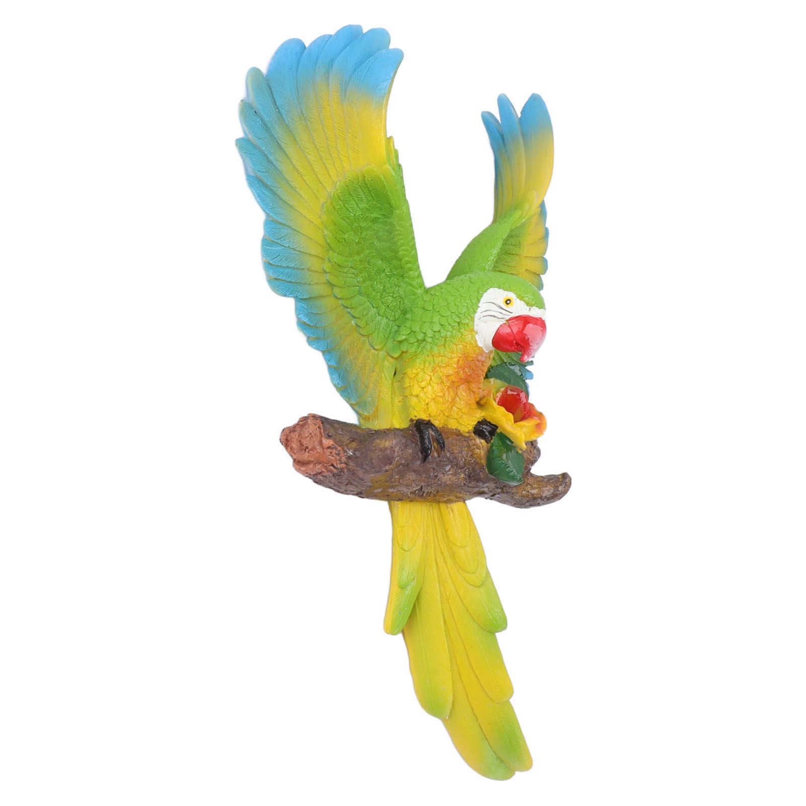 Parrot Wall Decoration Resin Vivid Flapping Hanging Parrot Statue Bird Ornament for Garden Patio Lawn Yard Green - Image 4
