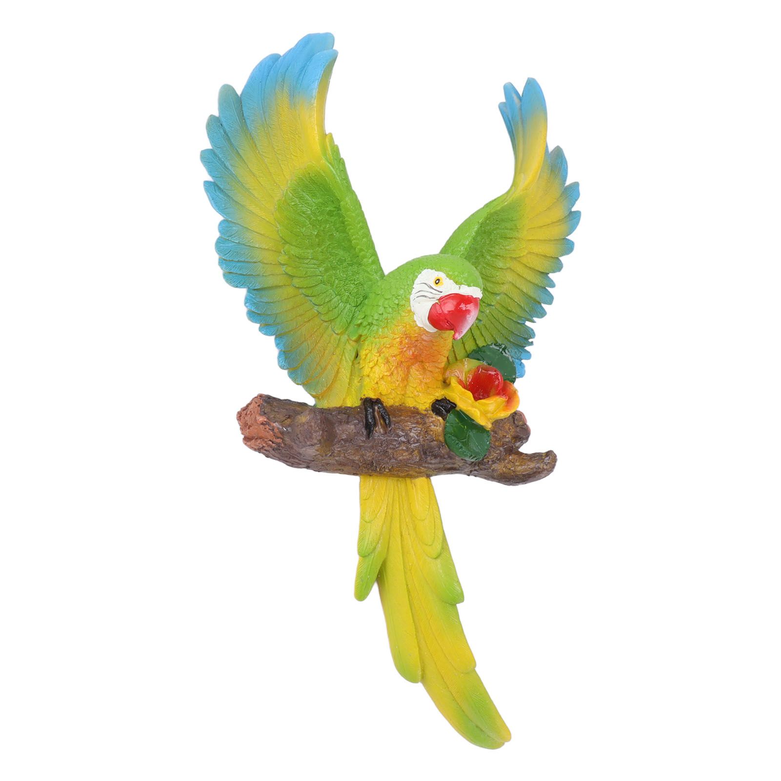Parrot Wall Decoration Resin Vivid Flapping Hanging Parrot Statue Bird Ornament for Garden Patio Lawn Yard Green - Image 5