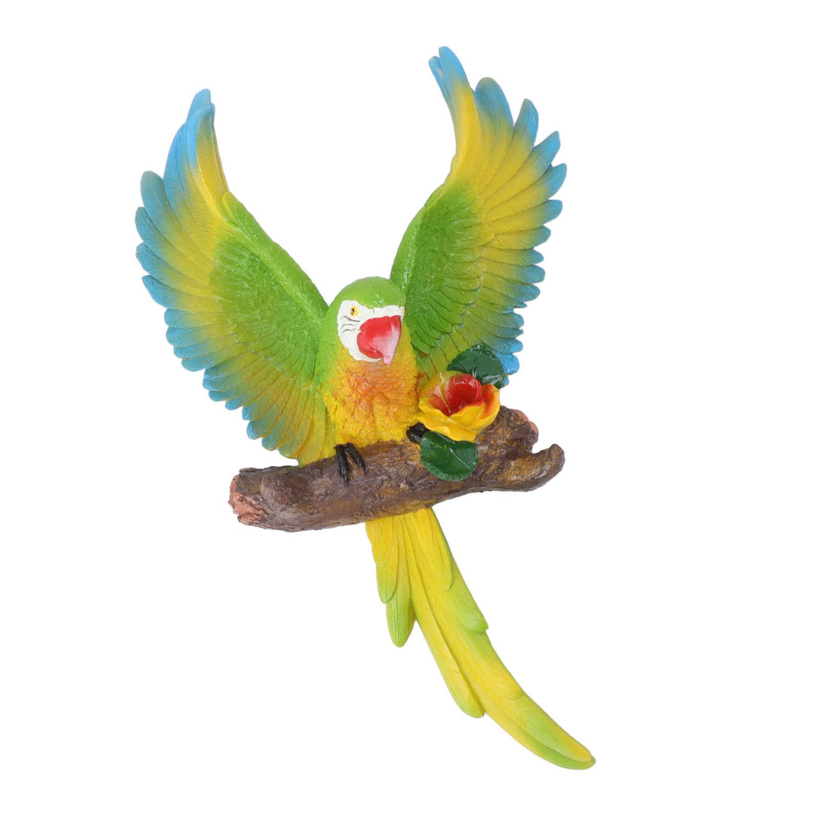 Parrot Wall Decoration Resin Vivid Flapping Hanging Parrot Statue Bird Ornament for Garden Patio Lawn Yard Green - Image 6