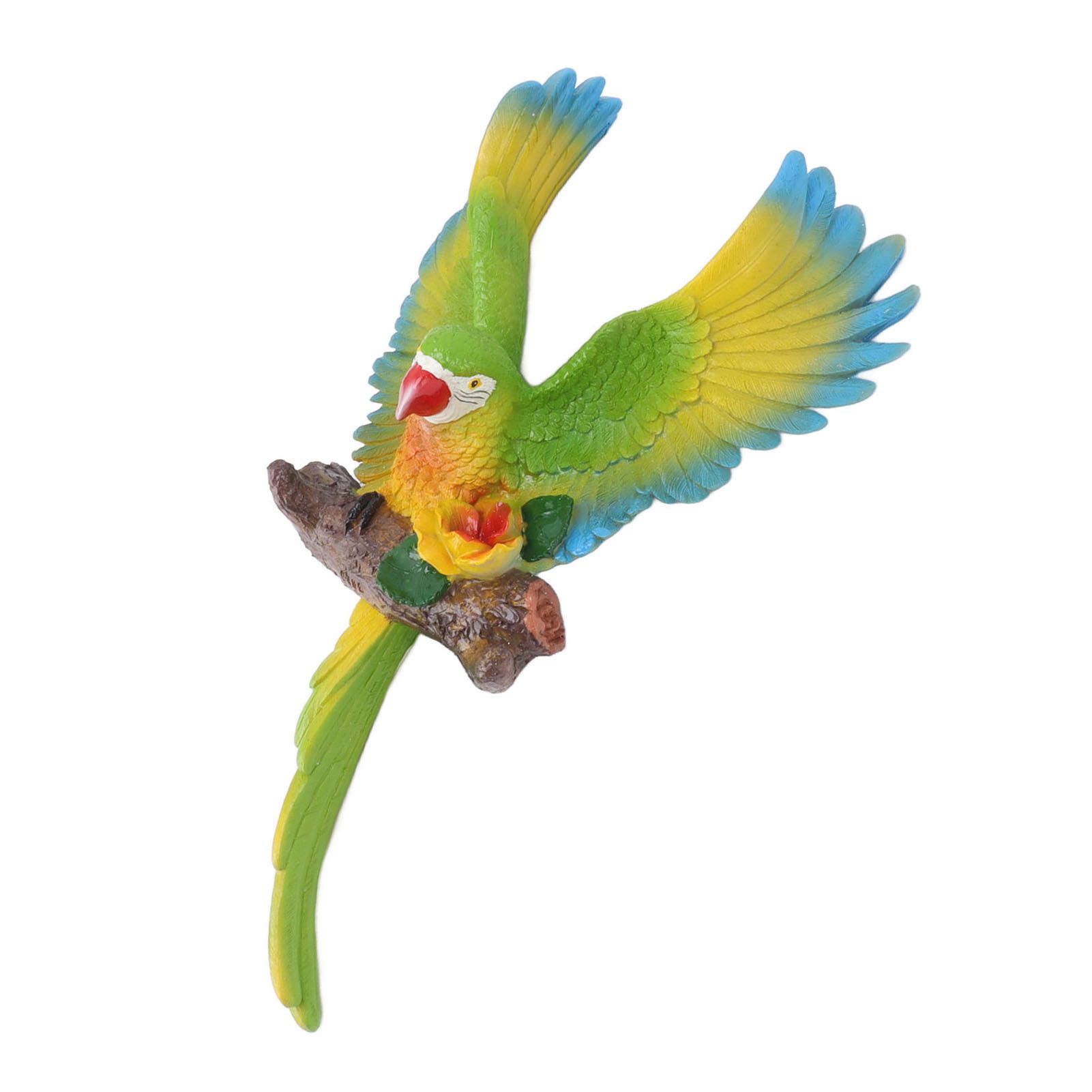Parrot Wall Decoration Resin Vivid Flapping Hanging Parrot Statue Bird Ornament for Garden Patio Lawn Yard Green - Image 7