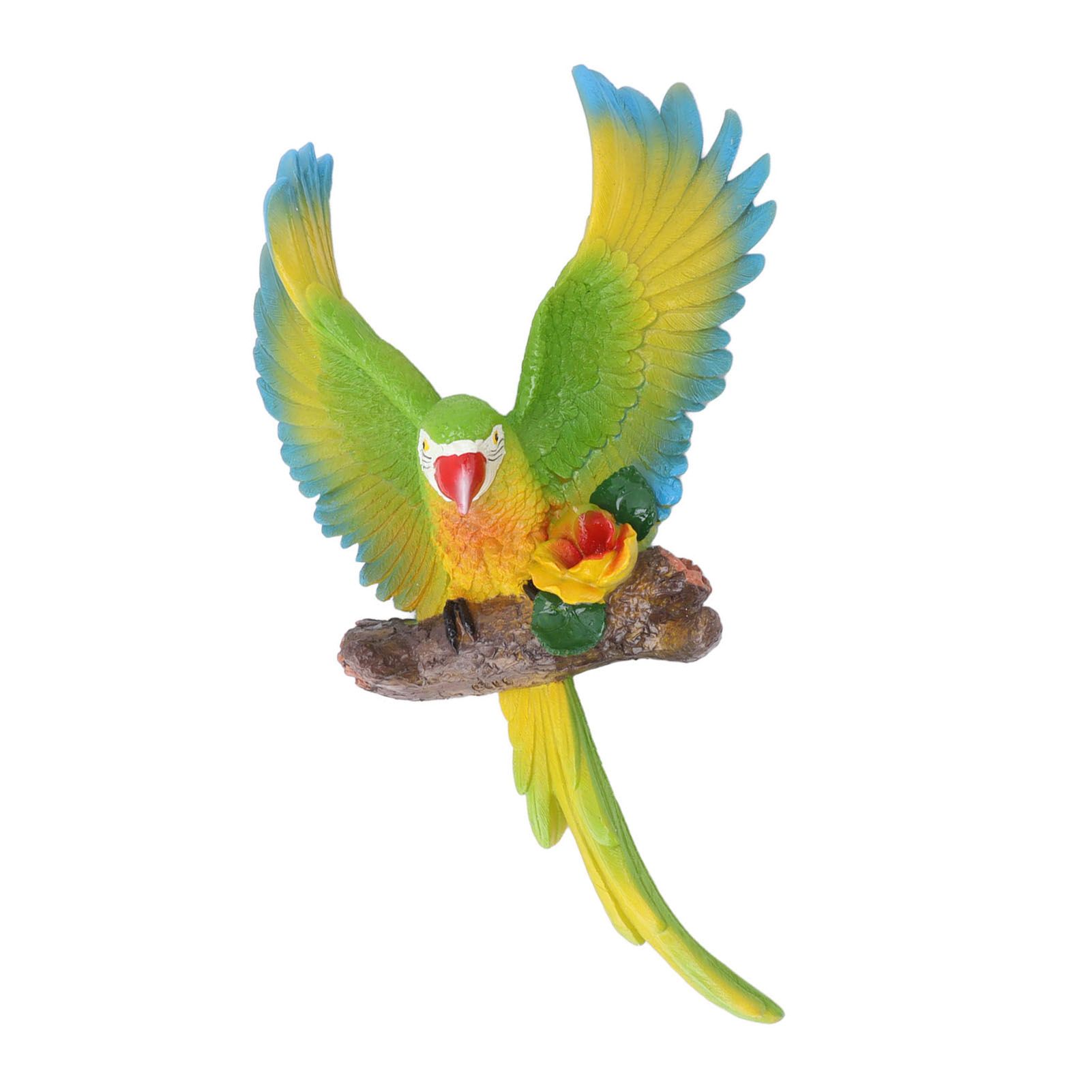 Parrot Wall Decoration Resin Vivid Flapping Hanging Parrot Statue Bird Ornament for Garden Patio Lawn Yard Green - Image 8