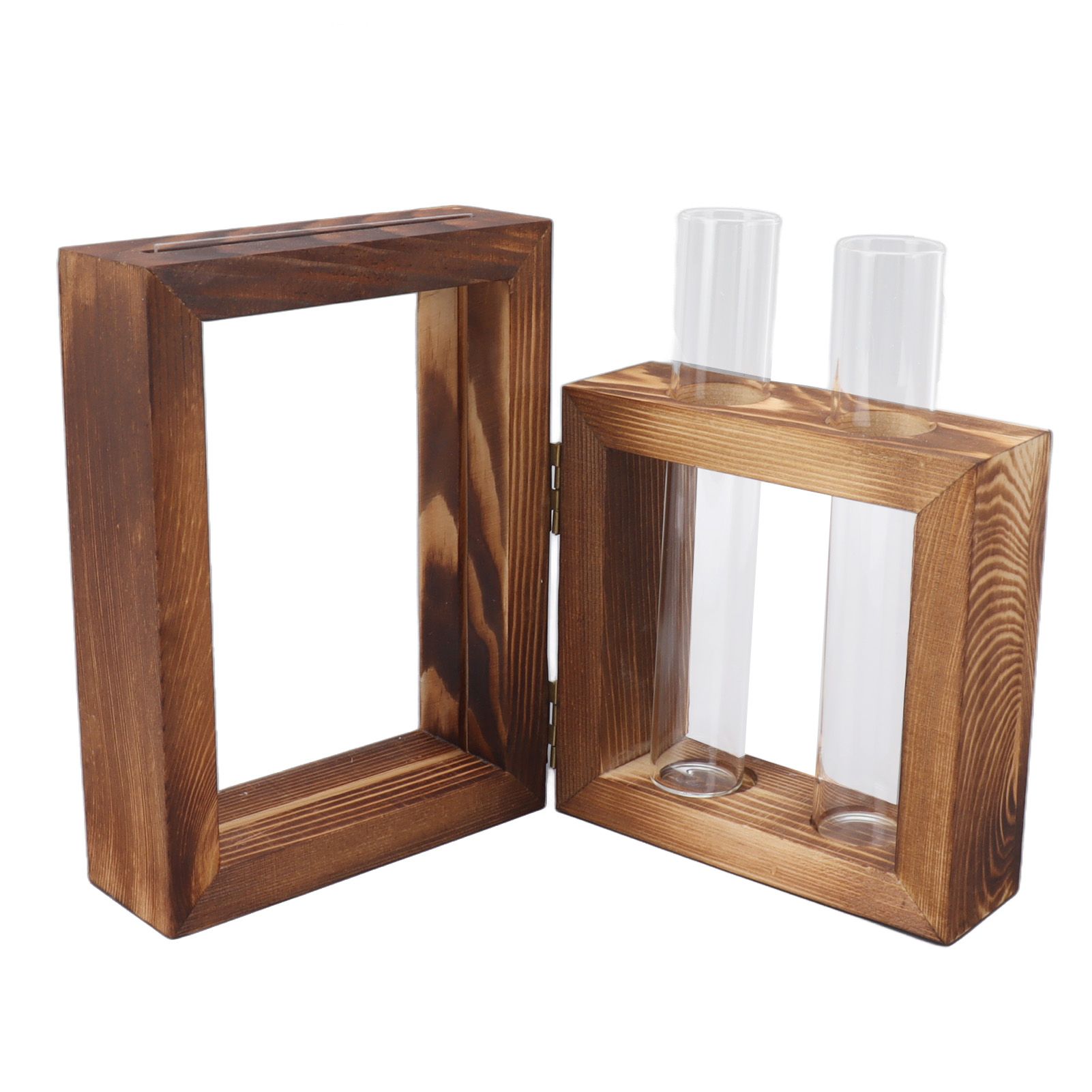 Plant Propagation Station Wooden Stand with 2 Glass Test Tubes Wooden Frame Glass Hydroponic Test Tube Vase Flower Pot Table Ornament for Water Planting Flower - Image 6