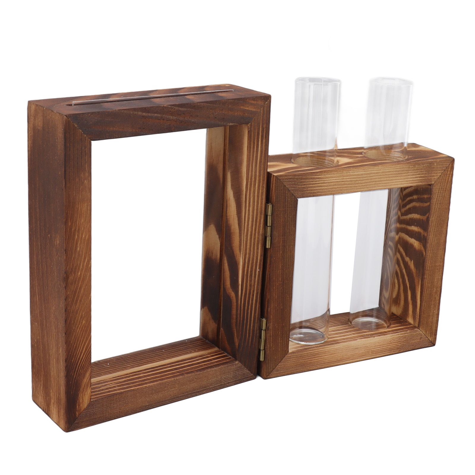Plant Propagation Station Wooden Stand with 2 Glass Test Tubes Wooden Frame Glass Hydroponic Test Tube Vase Flower Pot Table Ornament for Water Planting Flower - Image 8