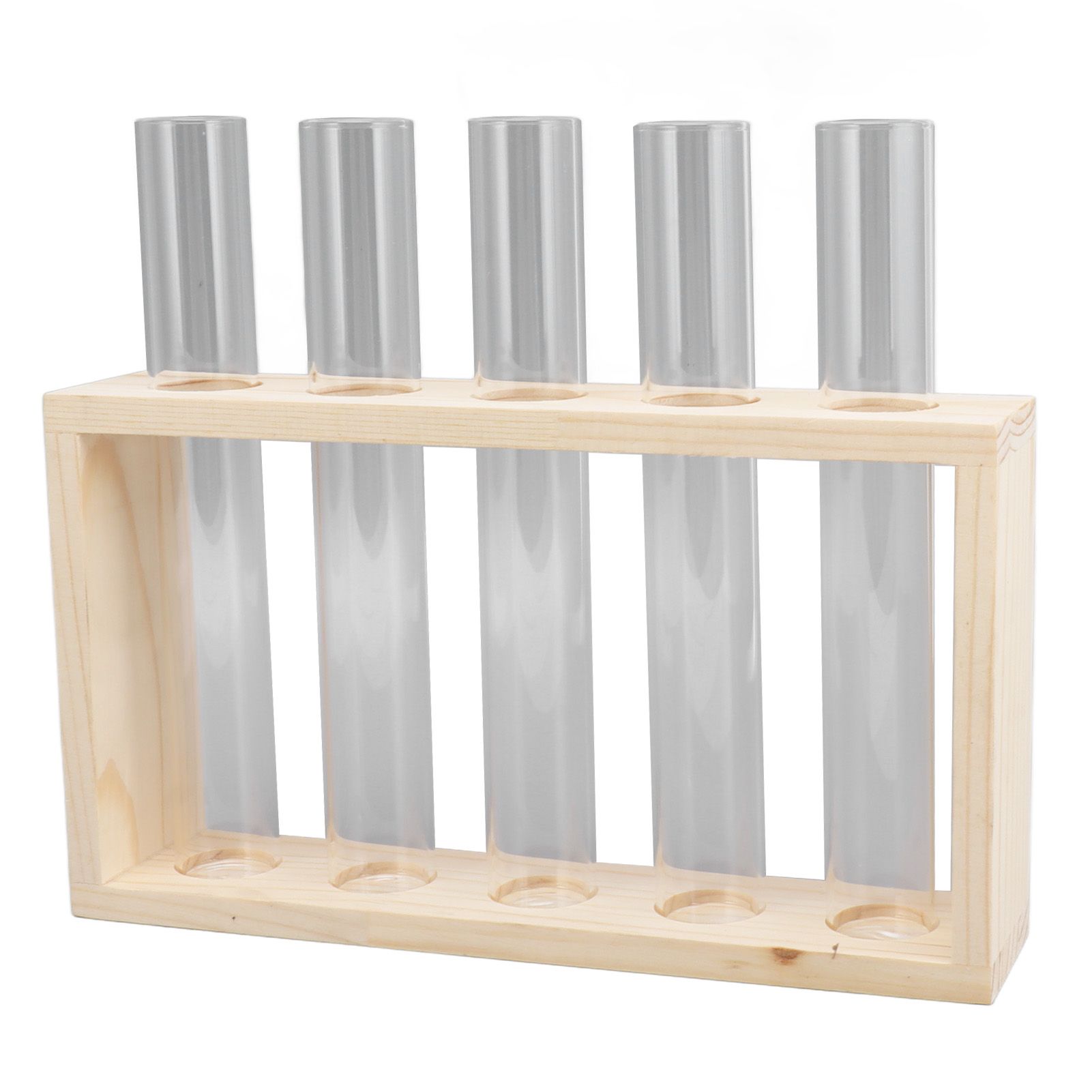 5 Test Tube Plant Terrarium Transparent Observe Growth Status Water Plant Holder with Wooden Stand for Herbs Log - Image 2