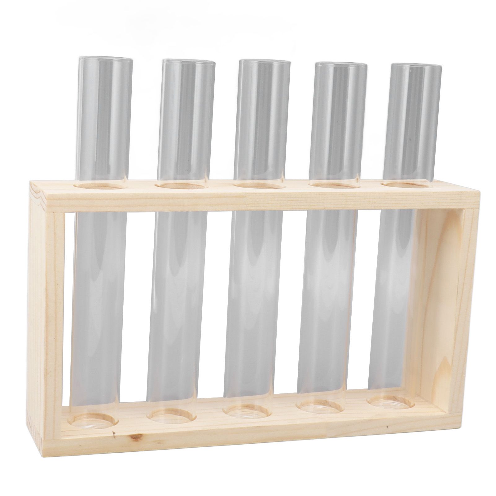 5 Test Tube Plant Terrarium Transparent Observe Growth Status Water Plant Holder with Wooden Stand for Herbs Log - Image 3