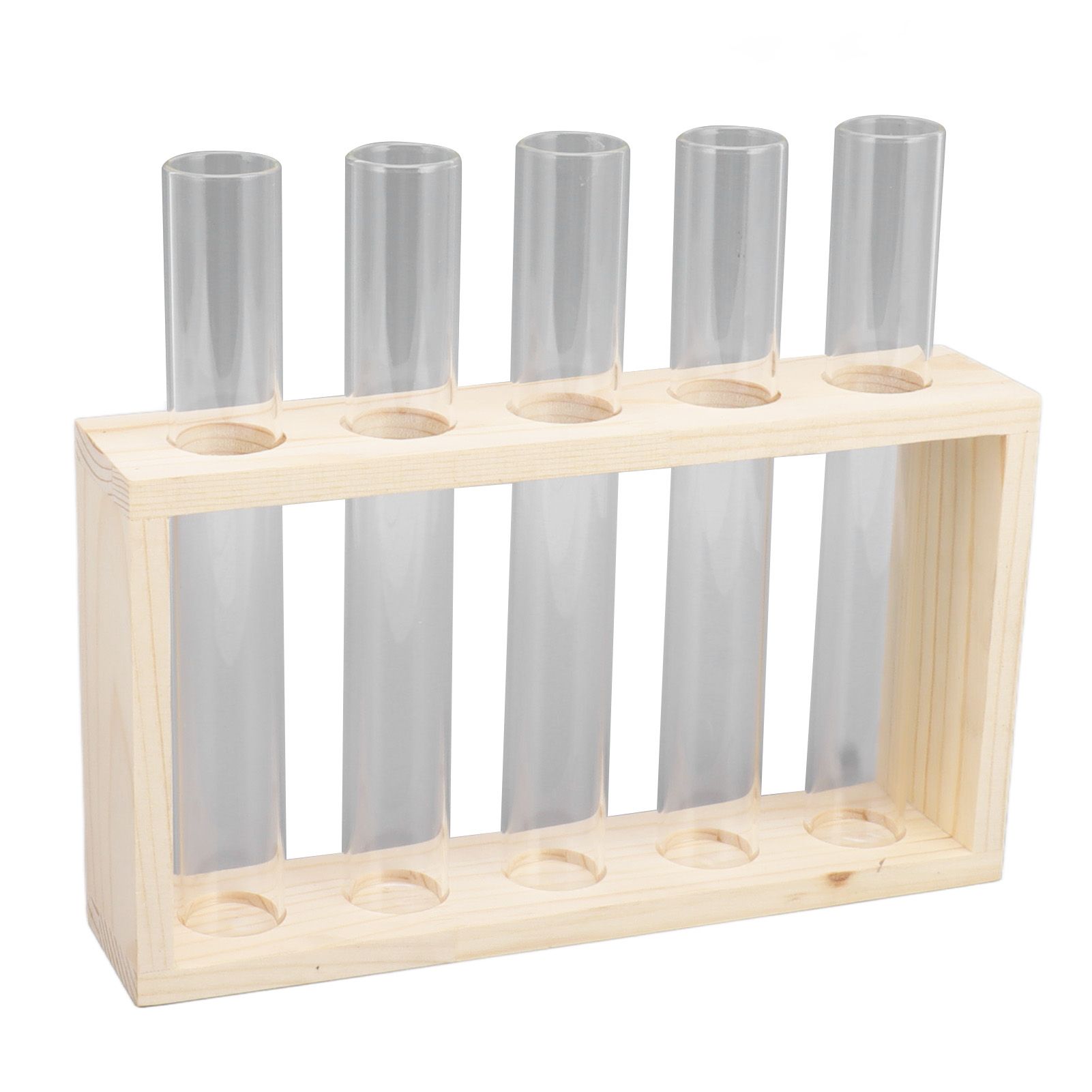 5 Test Tube Plant Terrarium Transparent Observe Growth Status Water Plant Holder with Wooden Stand for Herbs Log - Image 5