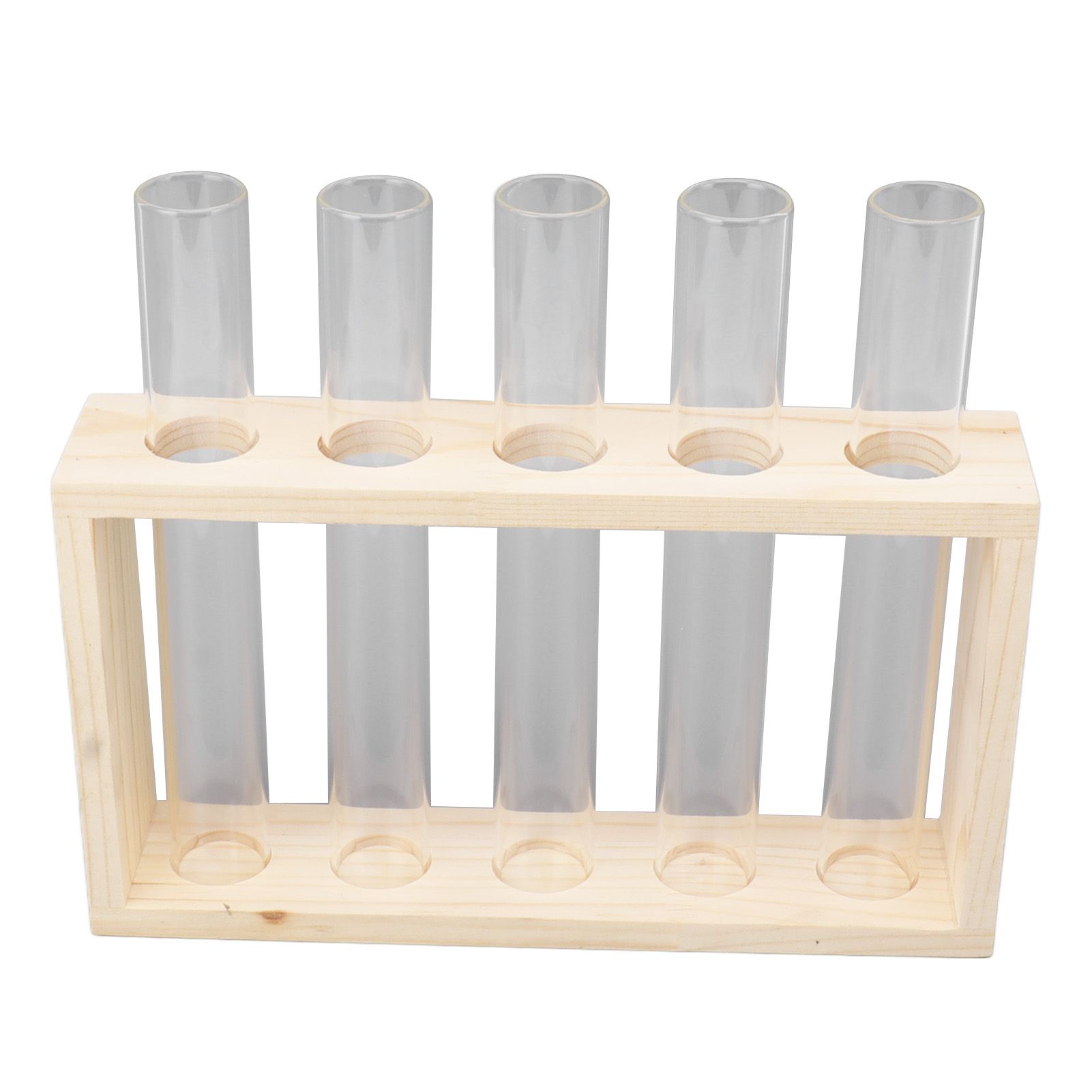 5 Test Tube Plant Terrarium Transparent Observe Growth Status Water Plant Holder with Wooden Stand for Herbs Log - Image 6