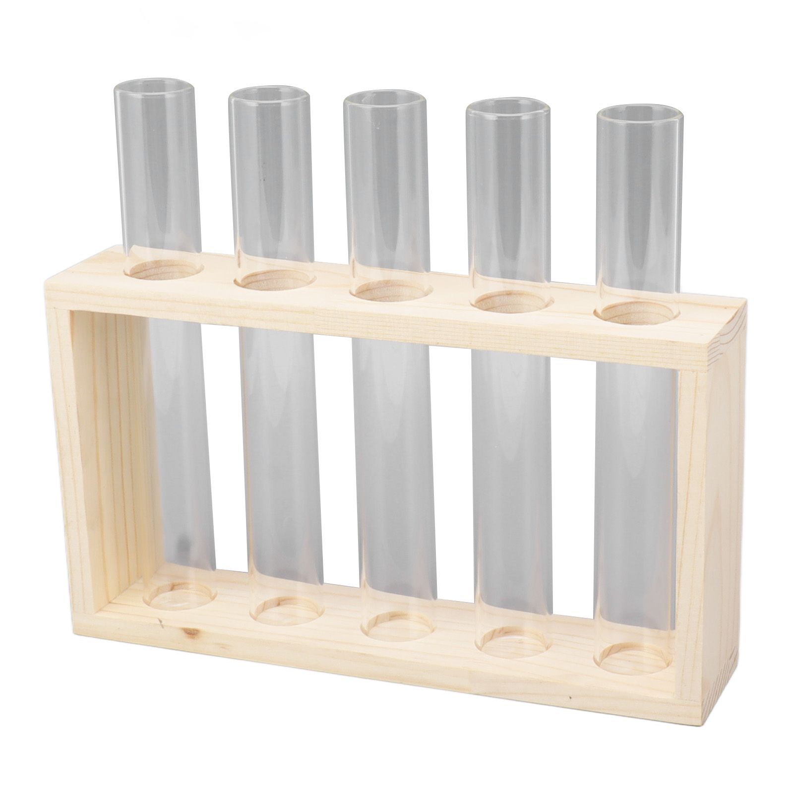 5 Test Tube Plant Terrarium Transparent Observe Growth Status Water Plant Holder with Wooden Stand for Herbs Log - Image 7