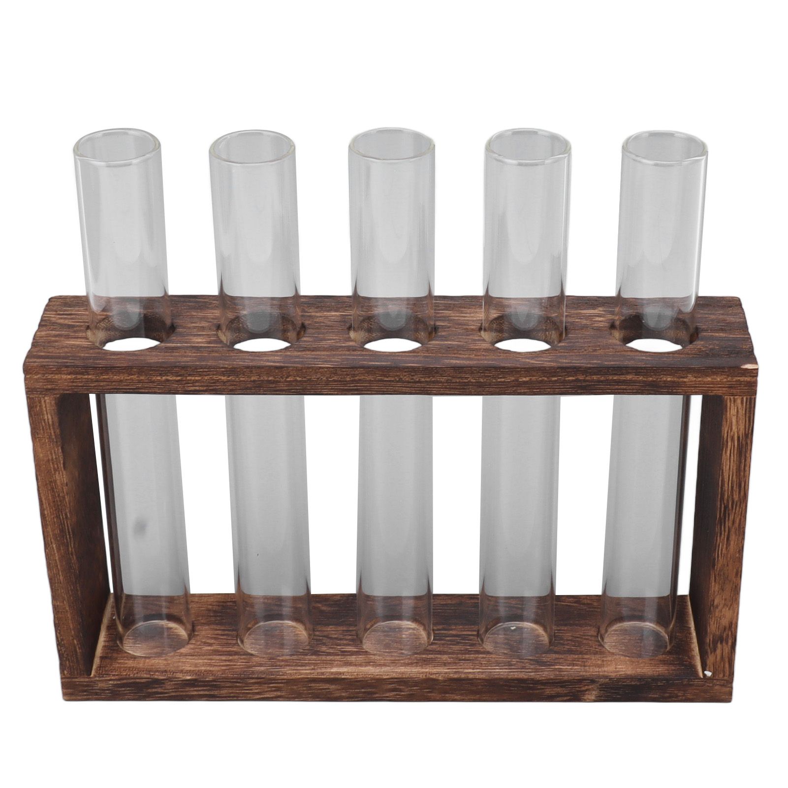 5 Test Tube Plant Terrarium Transparent Observe Growth Status Water Plant Holder with Wooden Stand for Herbs Carbon Color - Image 5