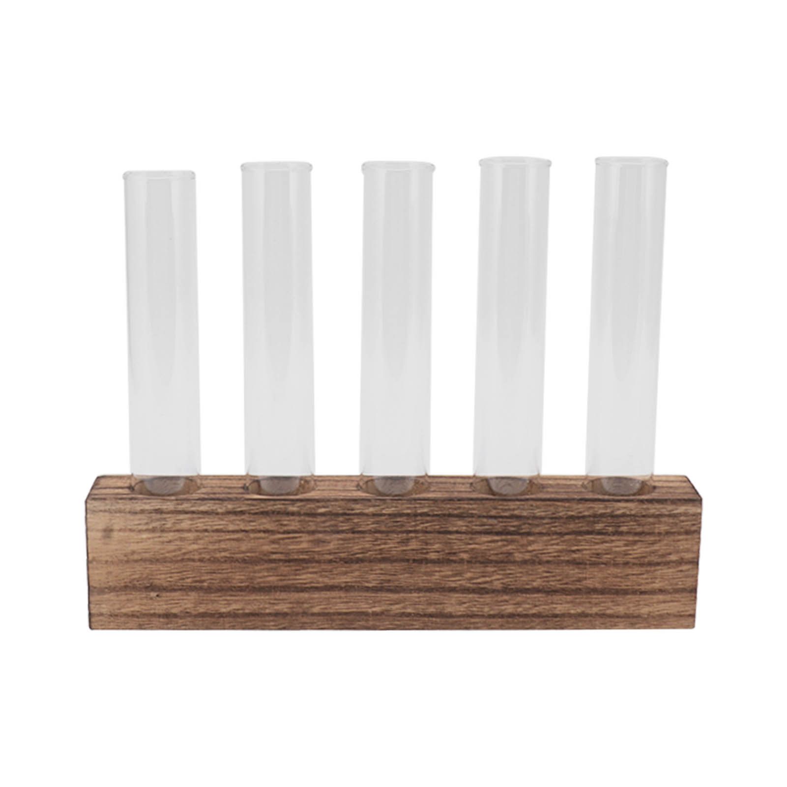 Glass Plant Propagation Station Plant Propagation Tubes Desktop Plant Terrarium With Wooden Stand Mini Test Tube Home Decor 5 Tubes - Image 2