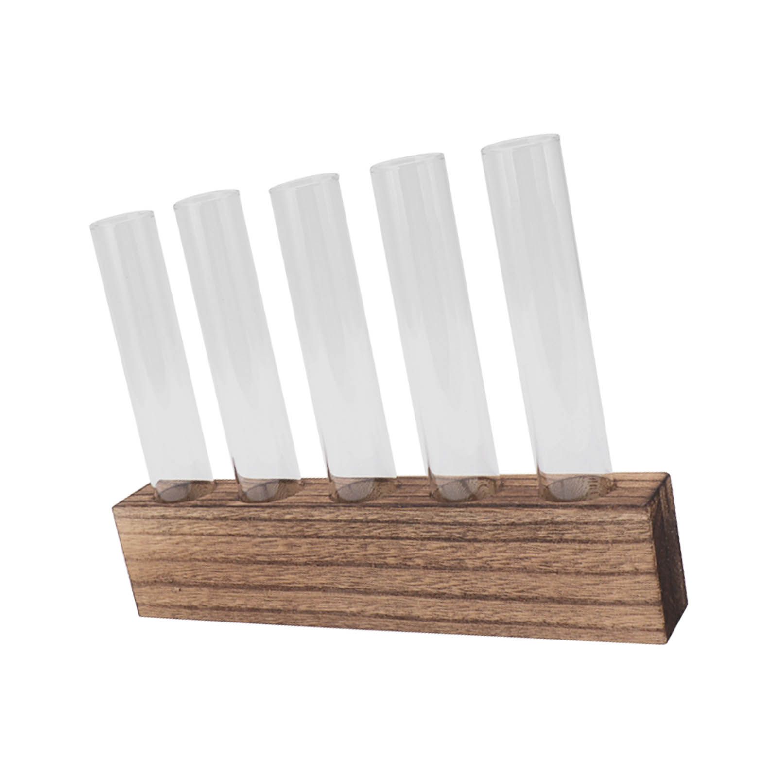 Glass Plant Propagation Station Plant Propagation Tubes Desktop Plant Terrarium With Wooden Stand Mini Test Tube Home Decor 5 Tubes - Image 3