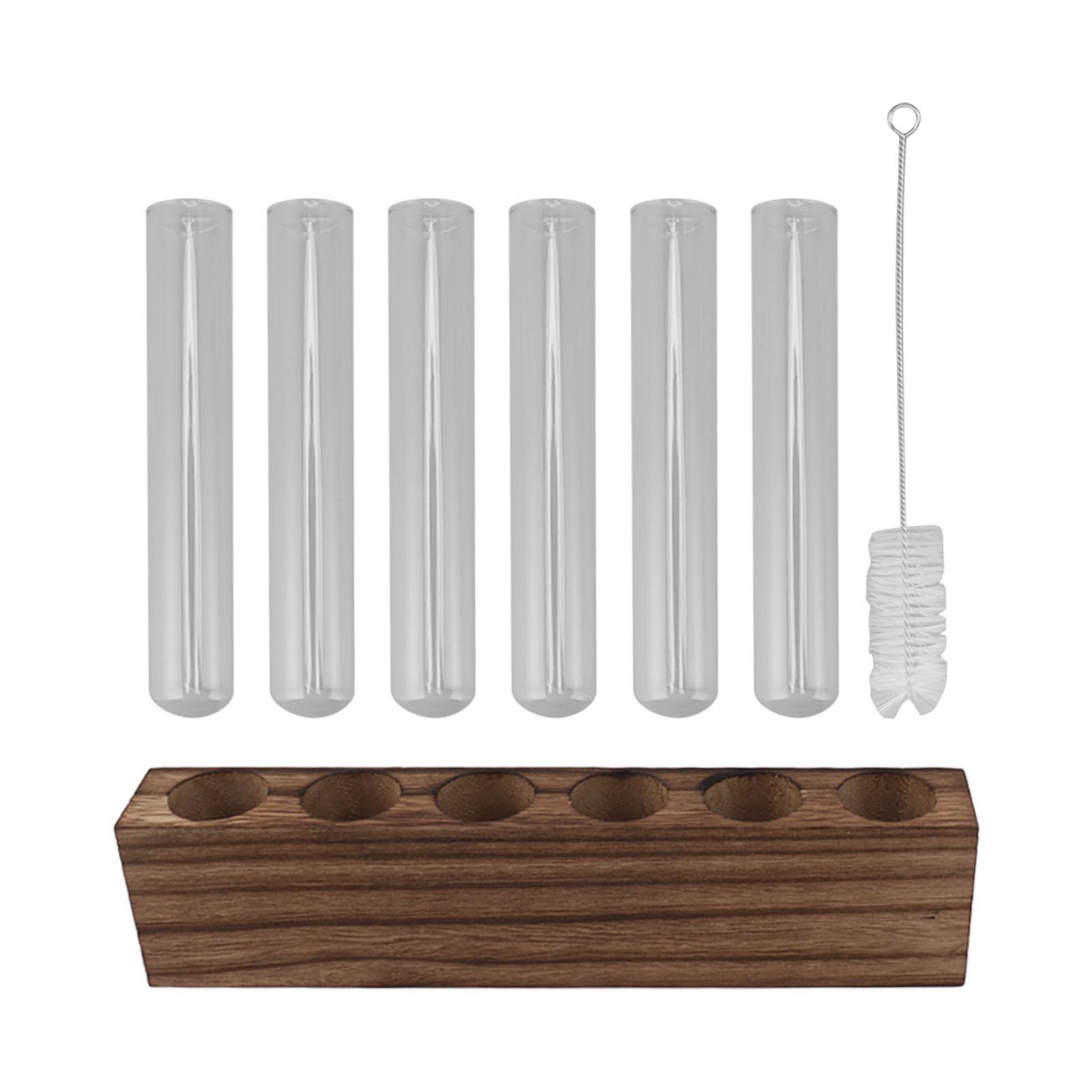 Glass Plant Propagation Station Plant Propagation Tubes Desktop Plant Terrarium With Wooden Stand Mini Test Tube Home Decor 6 Tubes - Image 1