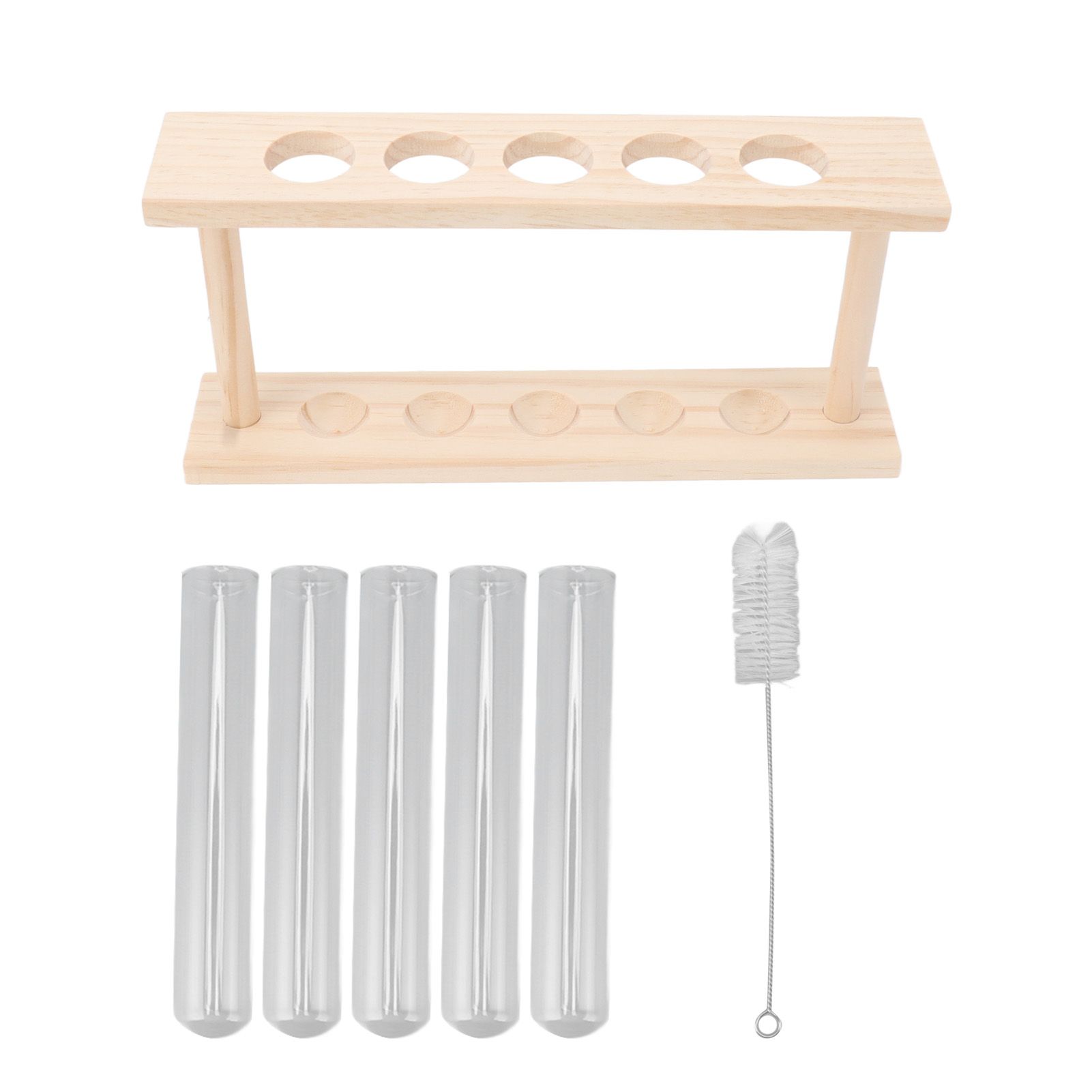 5 Test Tube Plant Terrarium Transparent Observe Growth State Plant Terrarium with Wooden Stand Water Plant Holder - Image 1