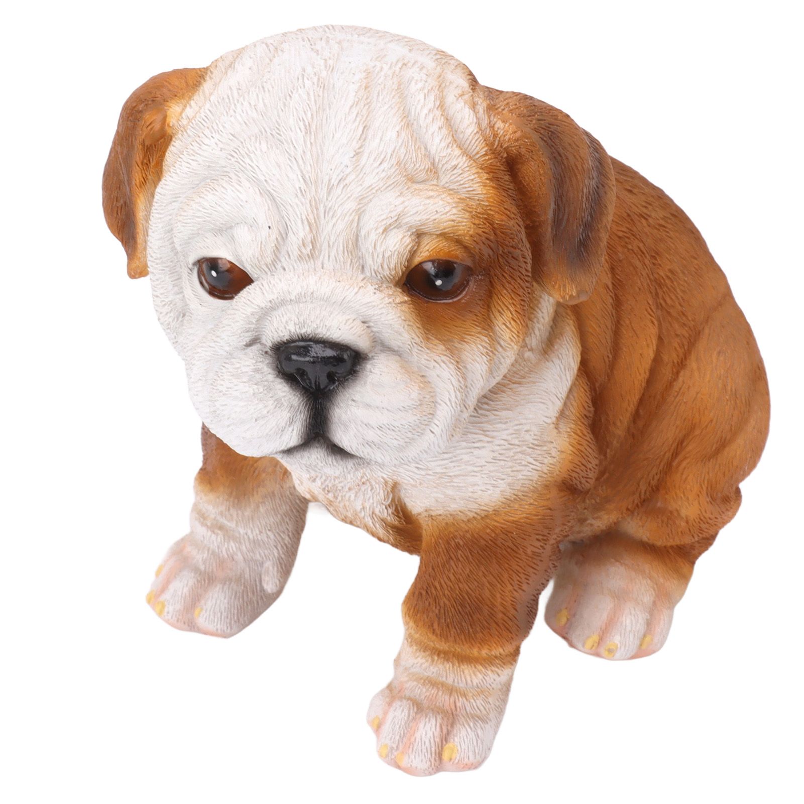 English Bulldog Puppy Statue Lifelike Resin Bulldog Sculpture for Garden Lawn Porch Decoration Sitting Bulldog - Image 5
