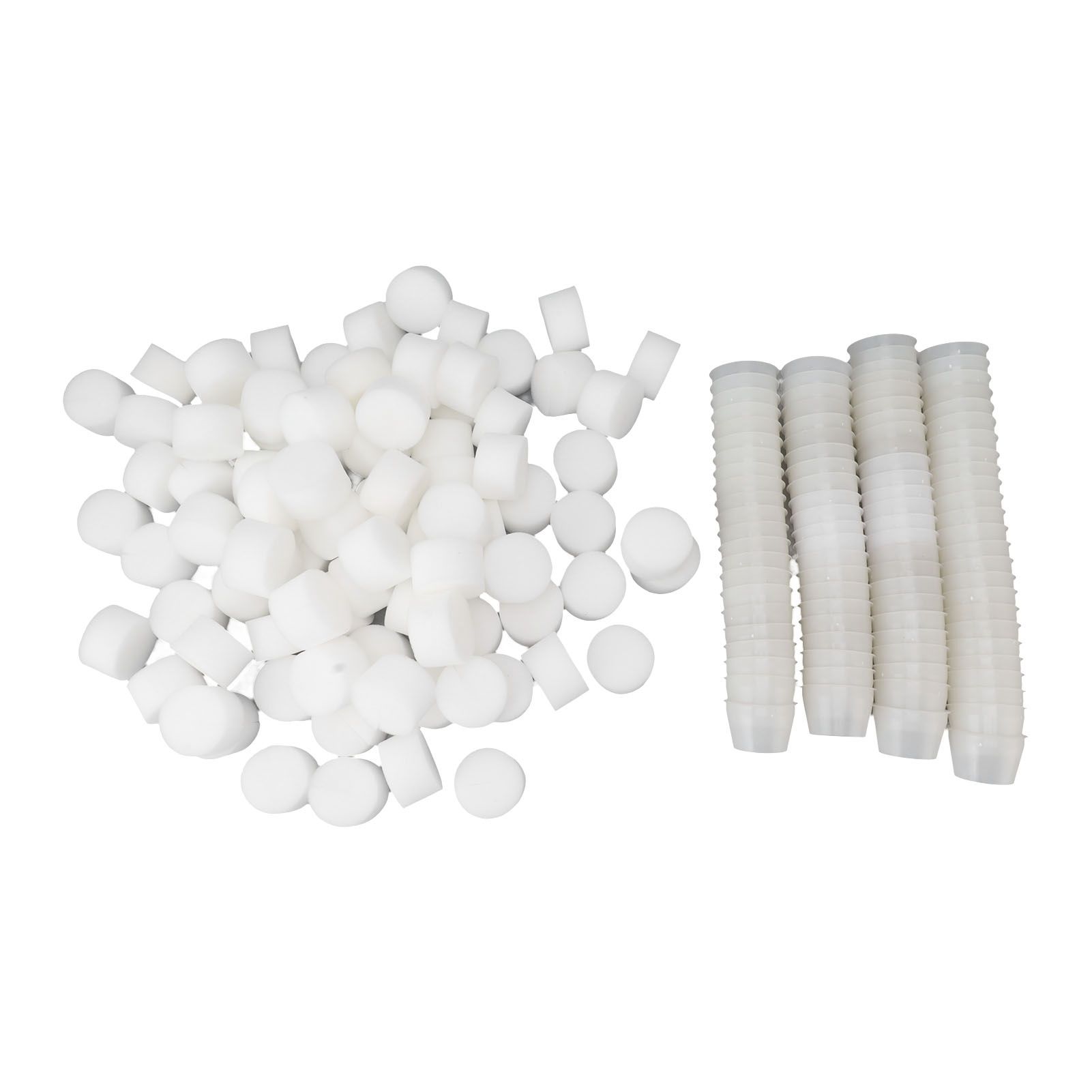 100PCS Net Cups with 100PCS Sponges Plastic Breathable Bottomless Garden Plant Net Pot Bucket Basket for Hydroponics White - Image 1