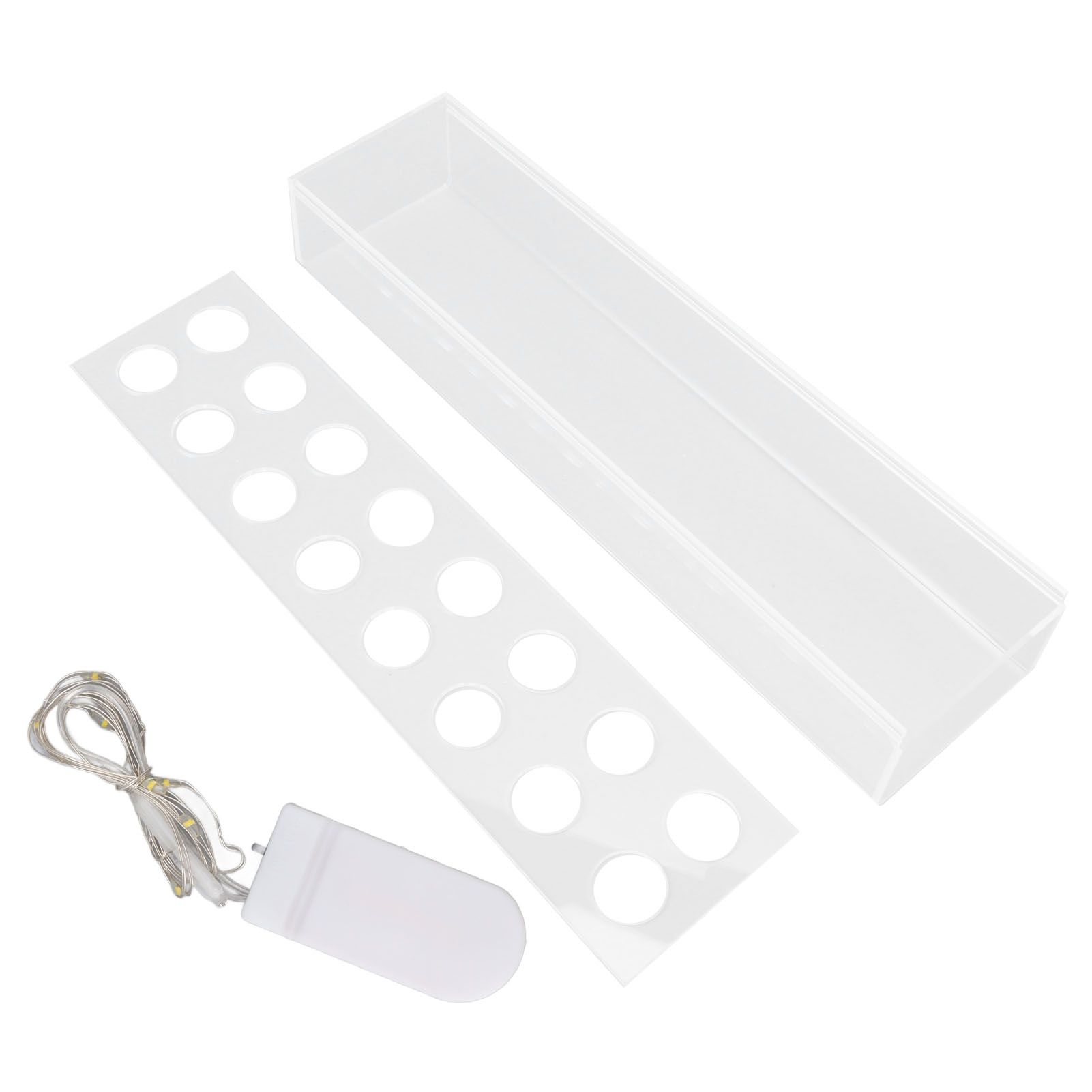 Acrylic Flower Vase Rectangular Long Clear Floral Centerpiece Votive Box Rectangle Holder with String 16 Holes - Image 1
