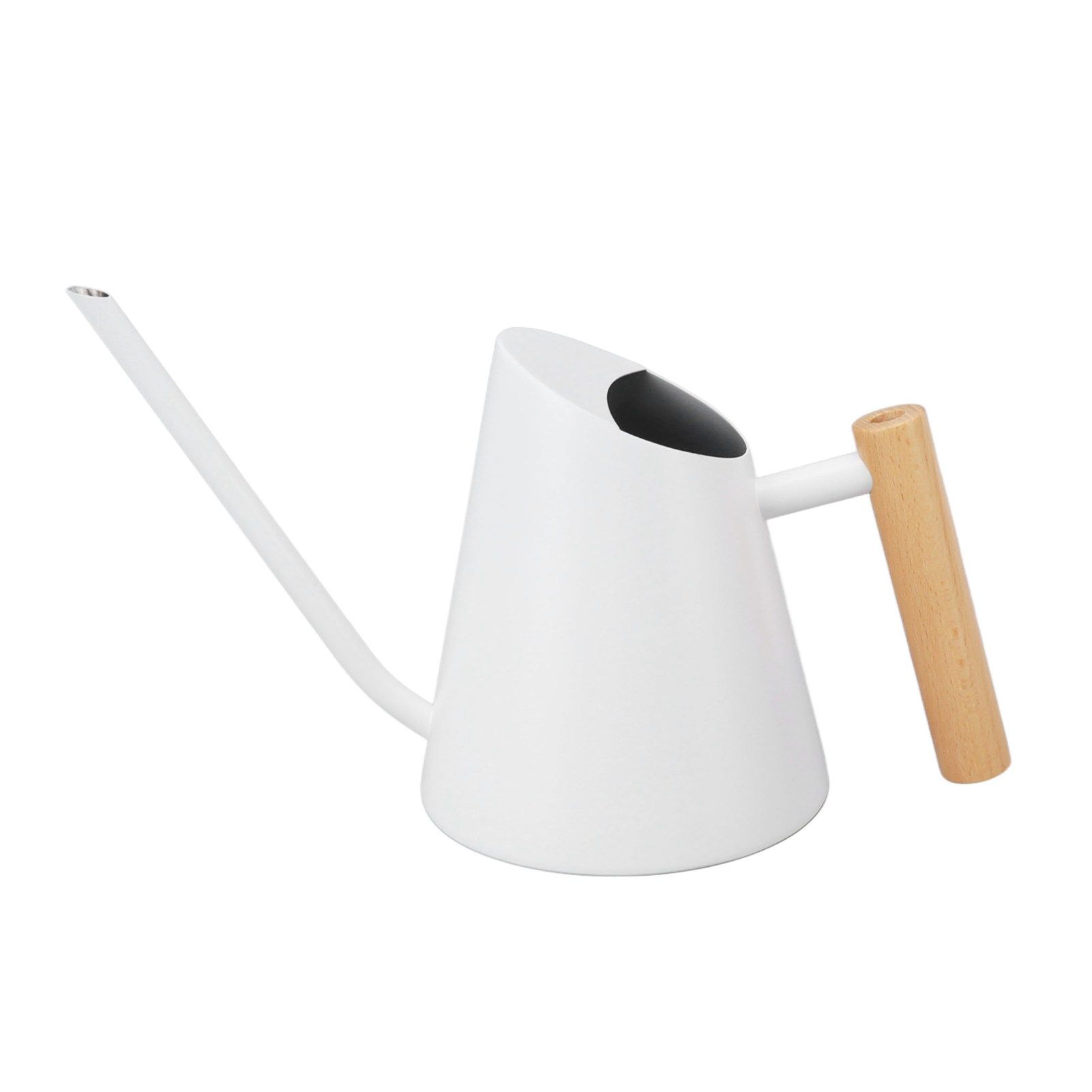 Watering Can with Long Spout Rustproof Stainless Steel Watering Pot with Wooden Handle for Garden Bonsai Indoor Outdoor White - Image 1