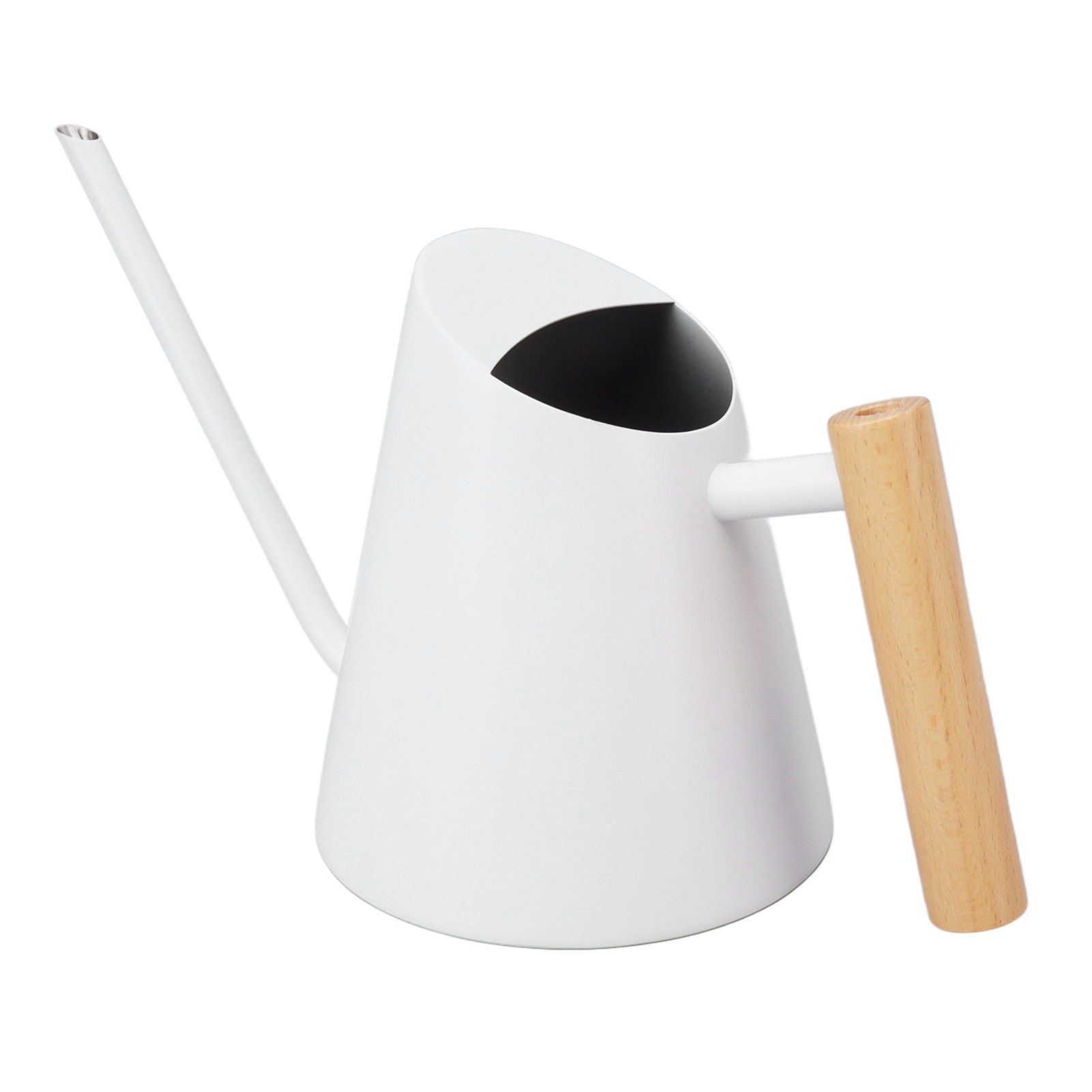 Watering Can with Long Spout Rustproof Stainless Steel Watering Pot with Wooden Handle for Garden Bonsai Indoor Outdoor White - Image 2
