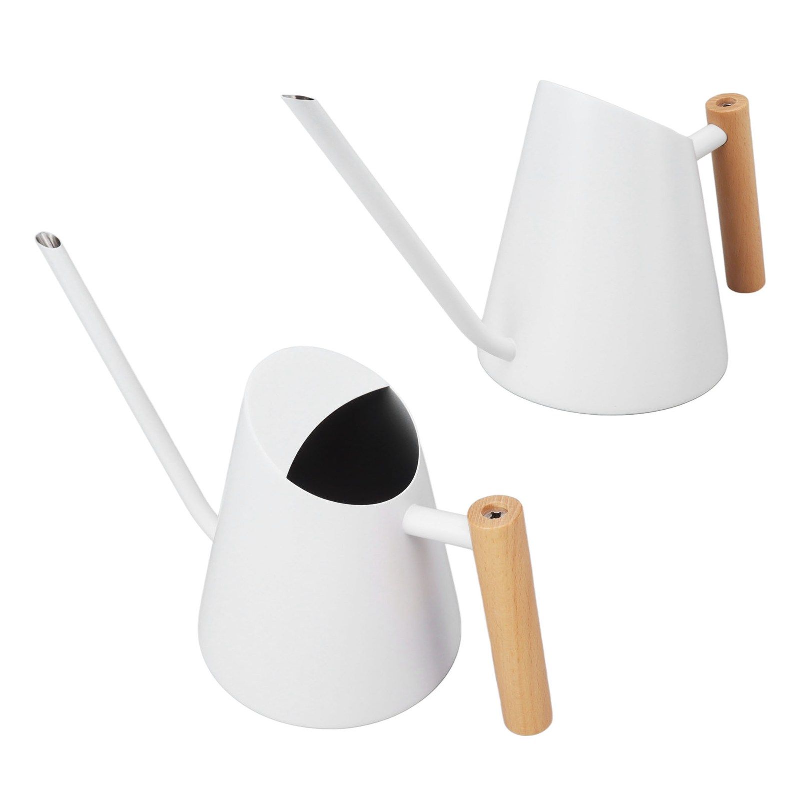 Watering Can with Long Spout Rustproof Stainless Steel Watering Pot with Wooden Handle for Garden Bonsai Indoor Outdoor White - Image 6