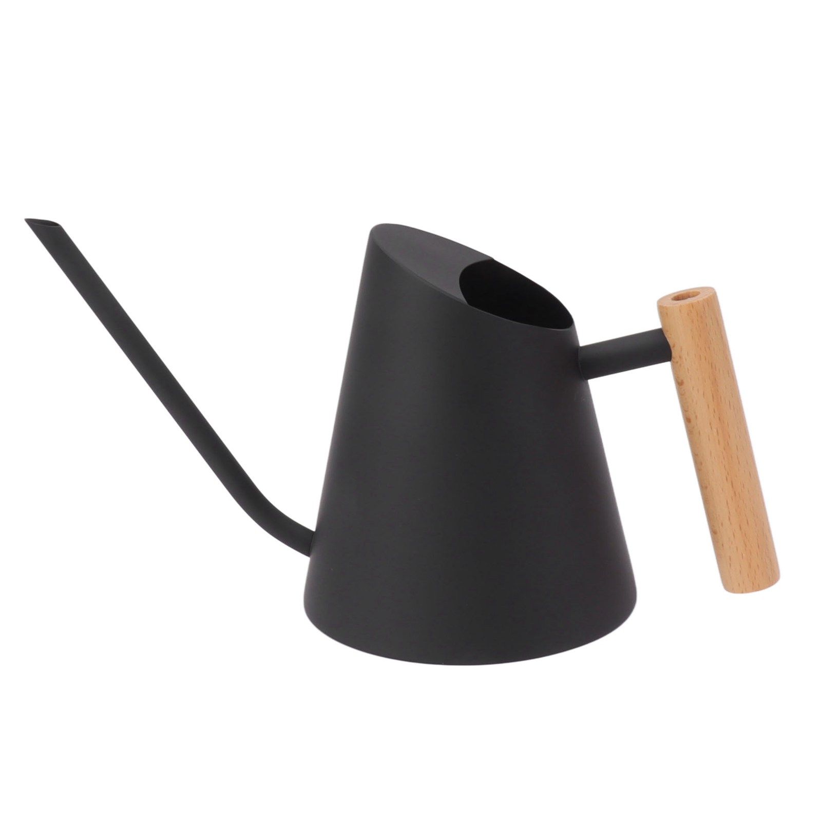 Watering Can with Long Spout Rustproof Stainless Steel Watering Pot with Wooden Handle for Garden Bonsai Indoor Outdoor Black - Image 1